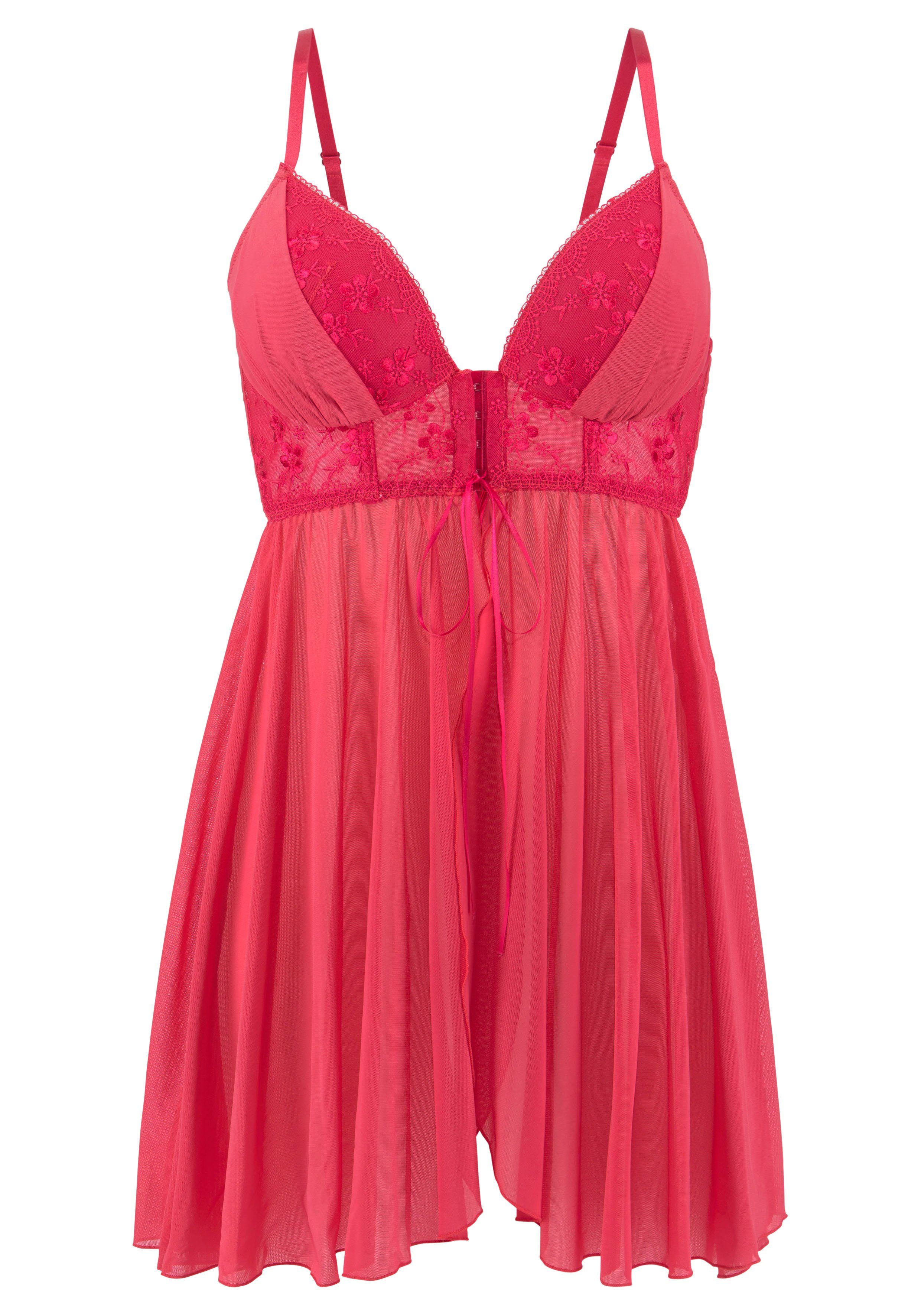 Lascana Negligé met push-up en voorknopsluiting, sexy lingerie, verleidelijke onderkleding negligés maat 75 rood