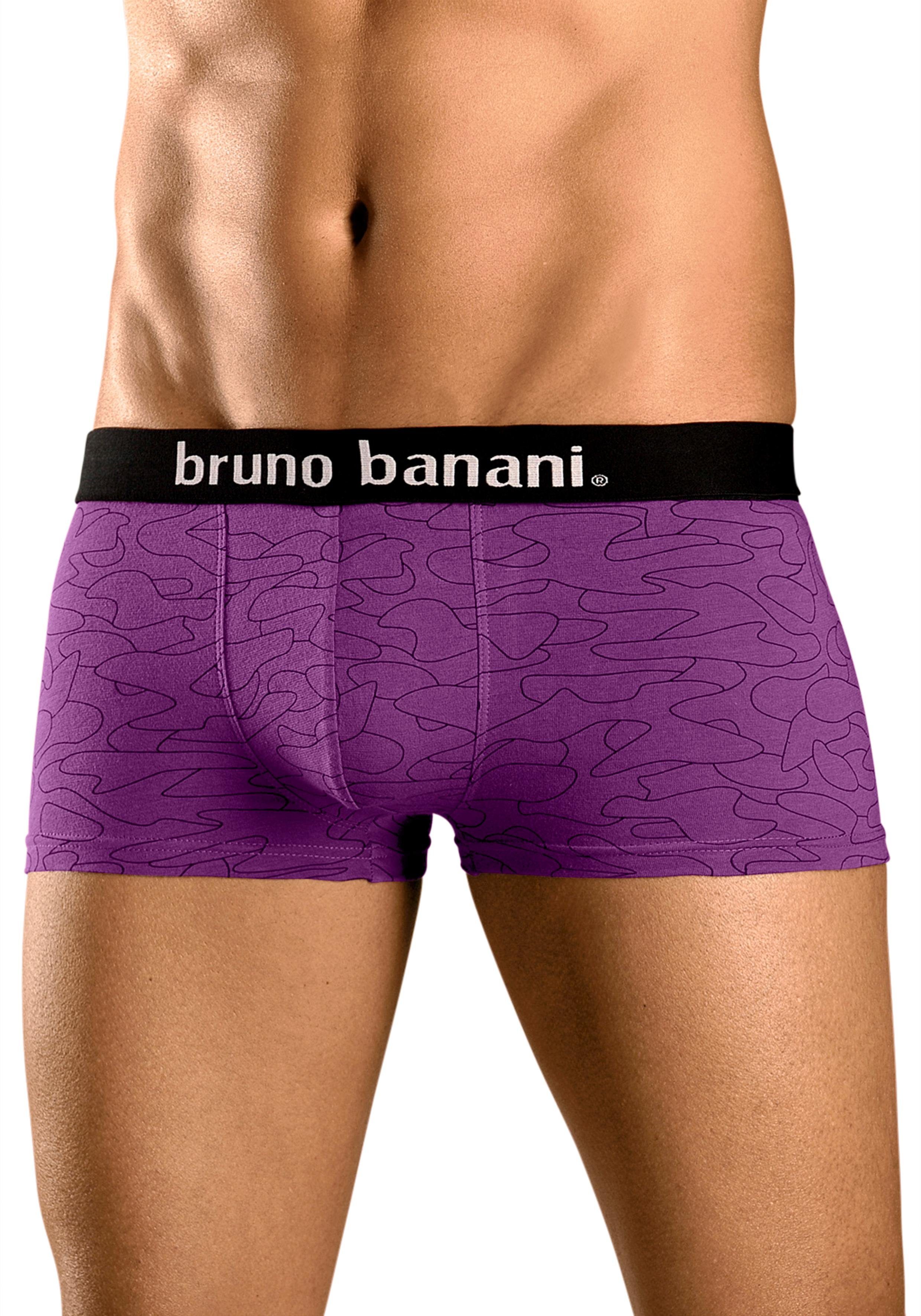 Bruno Banani Hipster strak zittende boxershorts in uni of gemusterd van katoenmix (set, 4 stuks)