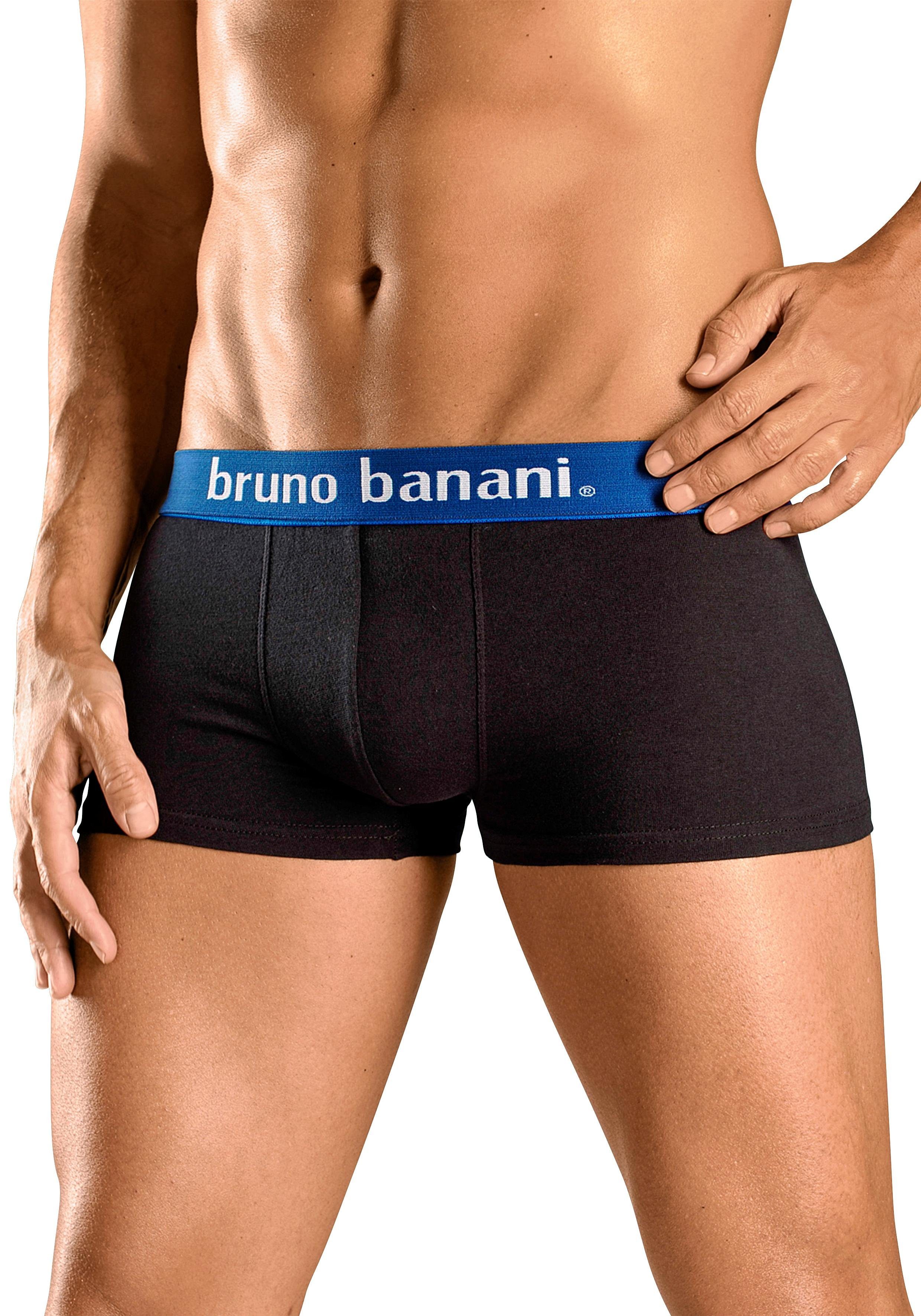 Bruno Banani Hipster strak zittende boxershorts in uni of gemusterd van katoenmix (set, 4 stuks)