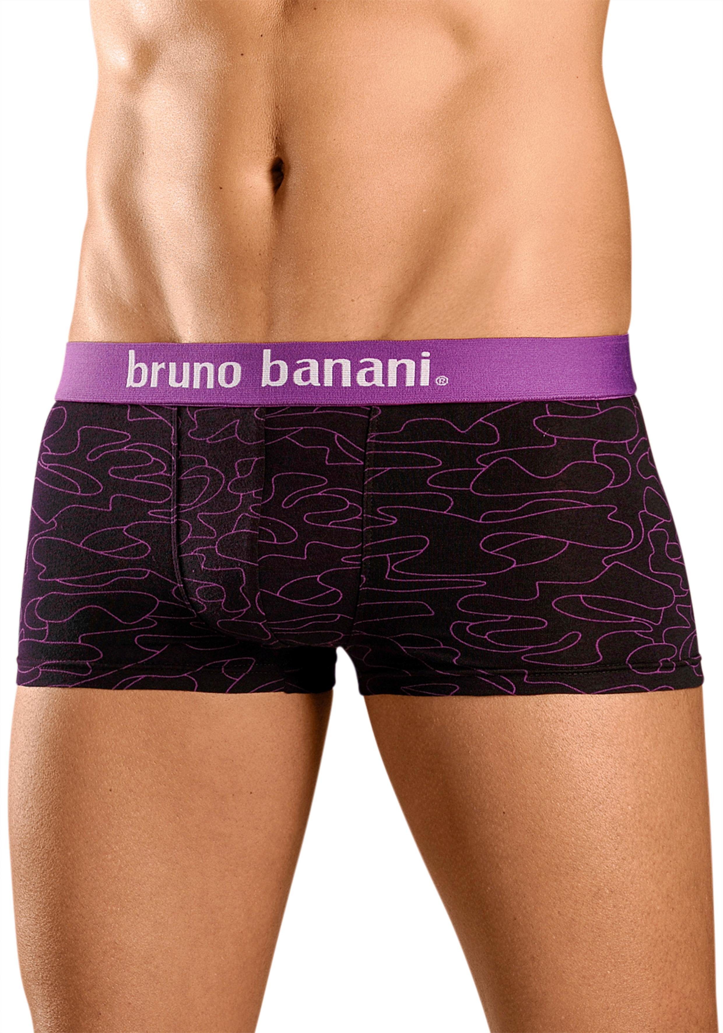 Bruno Banani Hipster strak zittende boxershorts in uni of gemusterd van katoenmix (set, 4 stuks)