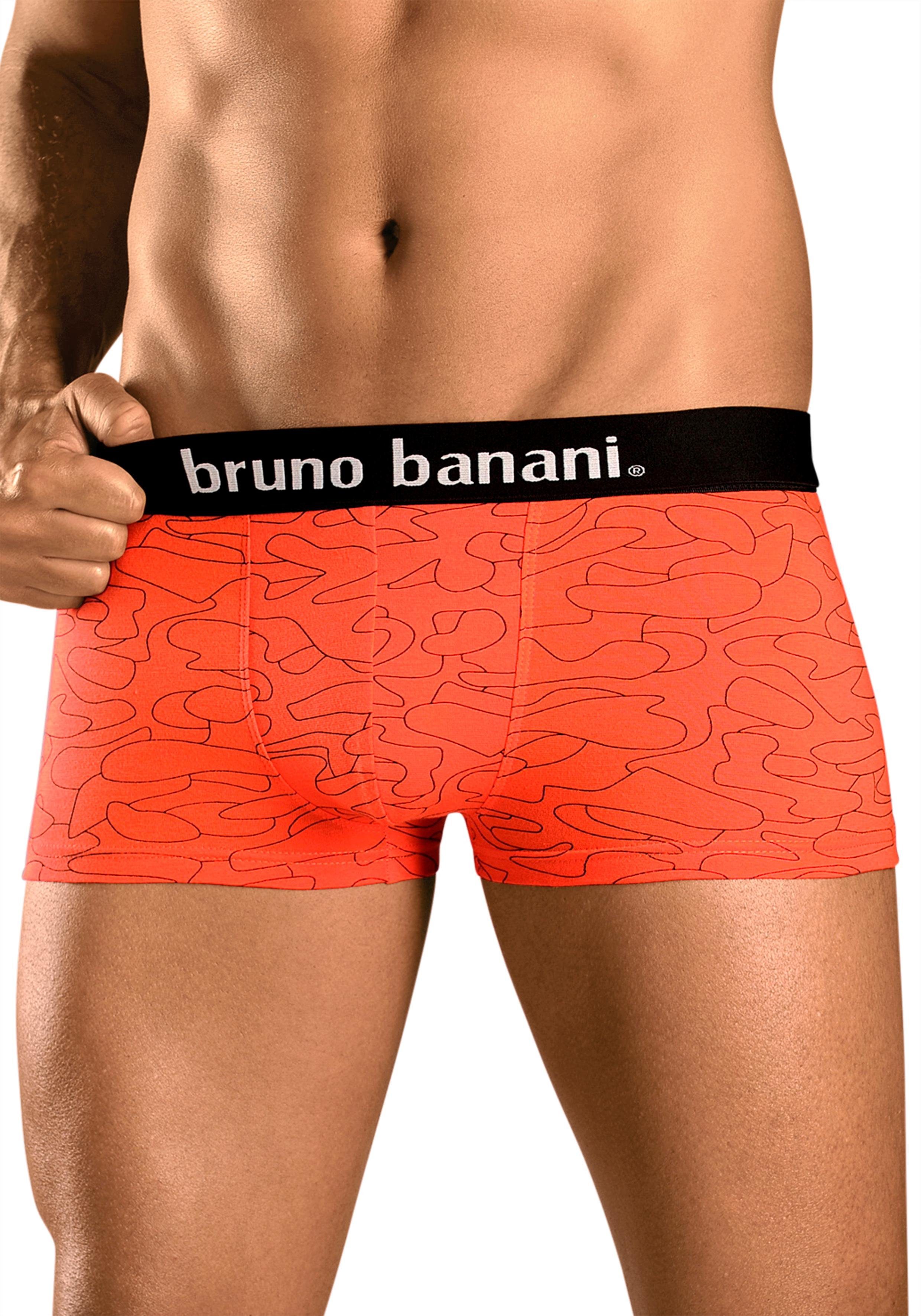 Bruno Banani Hipster strak zittende boxershorts in uni of gemusterd van katoenmix (set, 4 stuks)