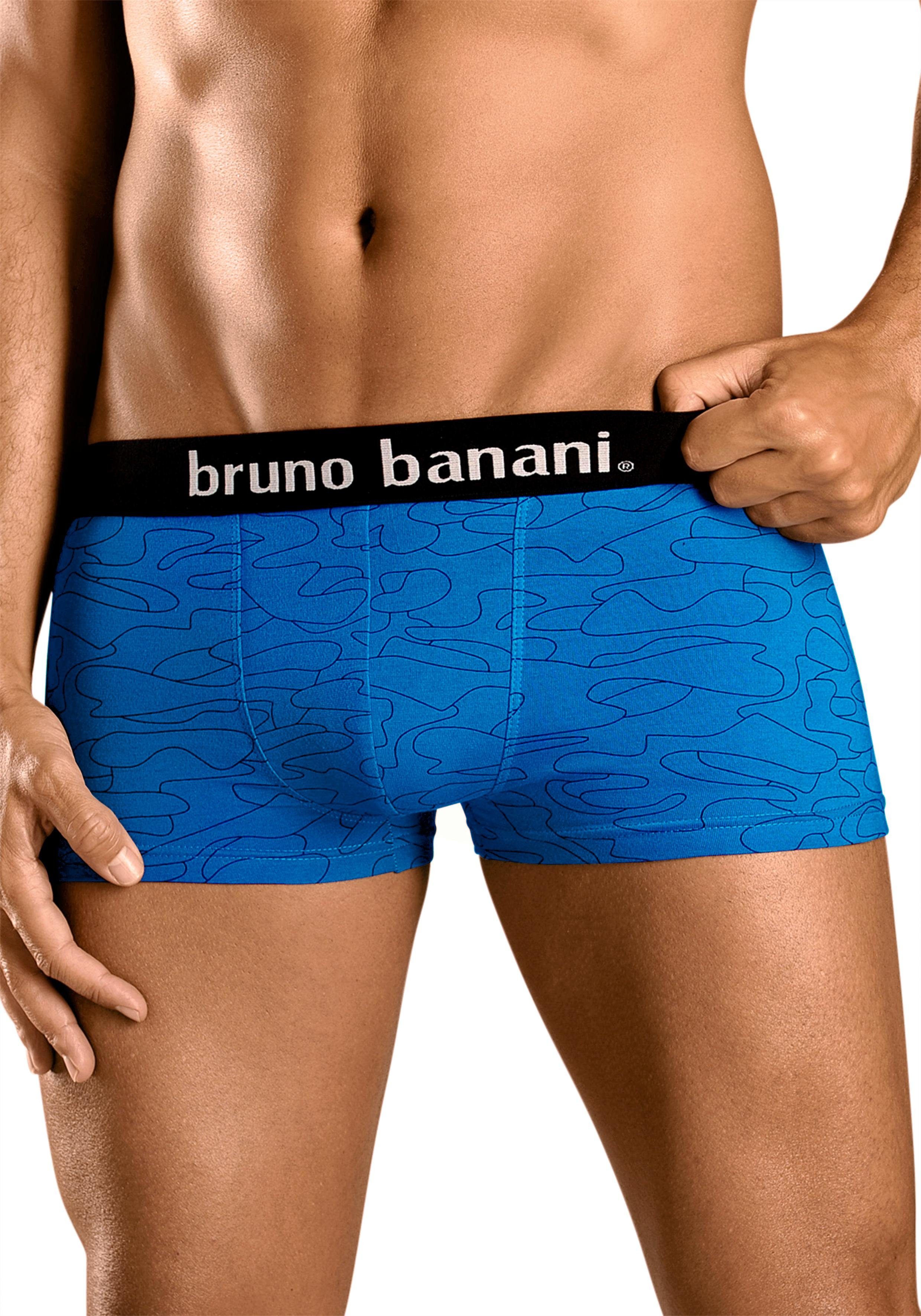 Bruno Banani Hipster strak zittende boxershorts in uni of gemusterd van katoenmix (set, 4 stuks)