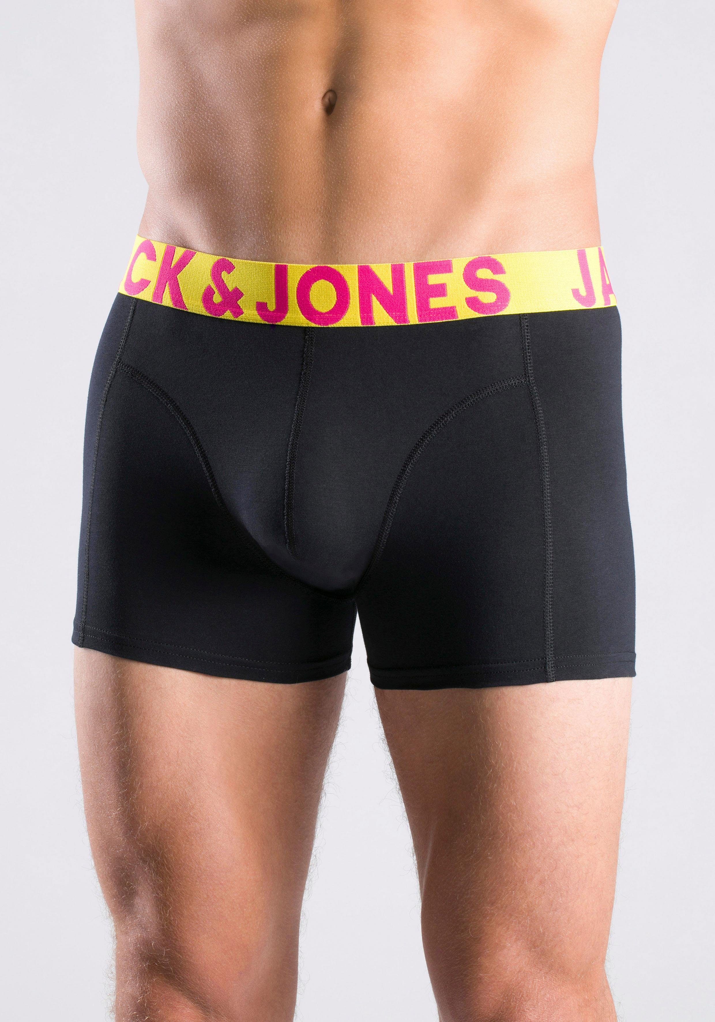 Jack & Jones Boxershort JACCRAZY SOLID met modieus veelkleurige weefband (set, 3 stuks)