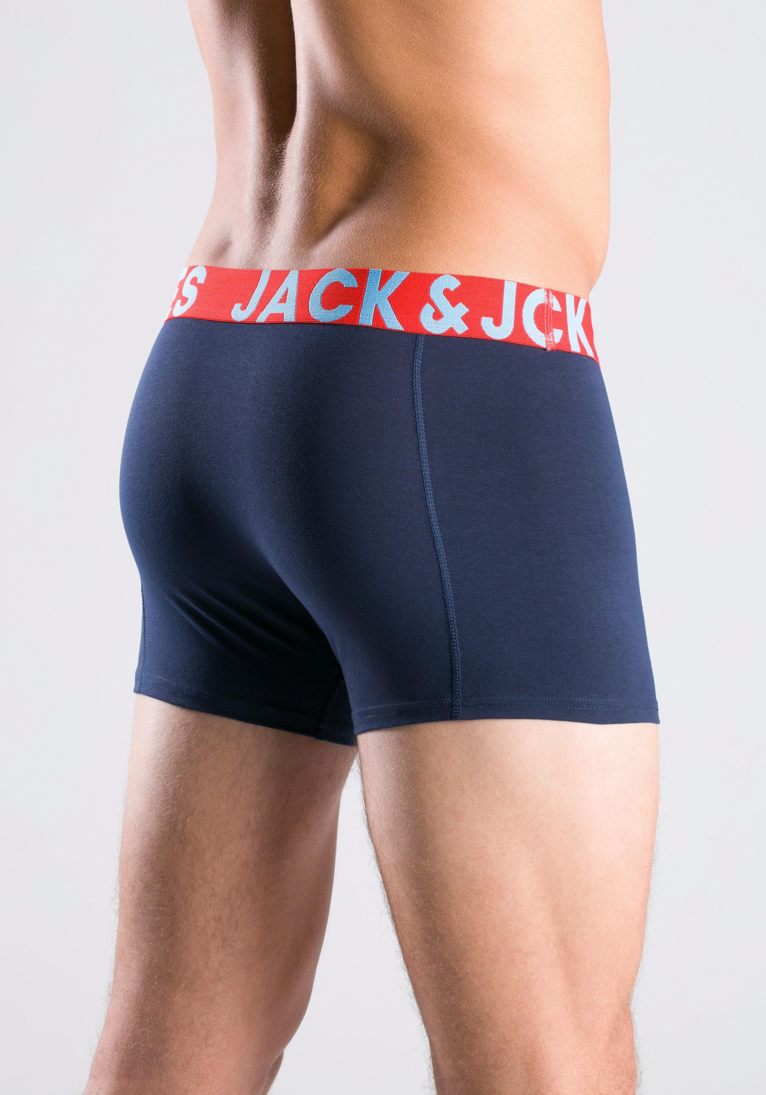 Jack & Jones Boxershort JACCRAZY SOLID met modieus veelkleurige weefband (set, 3 stuks)