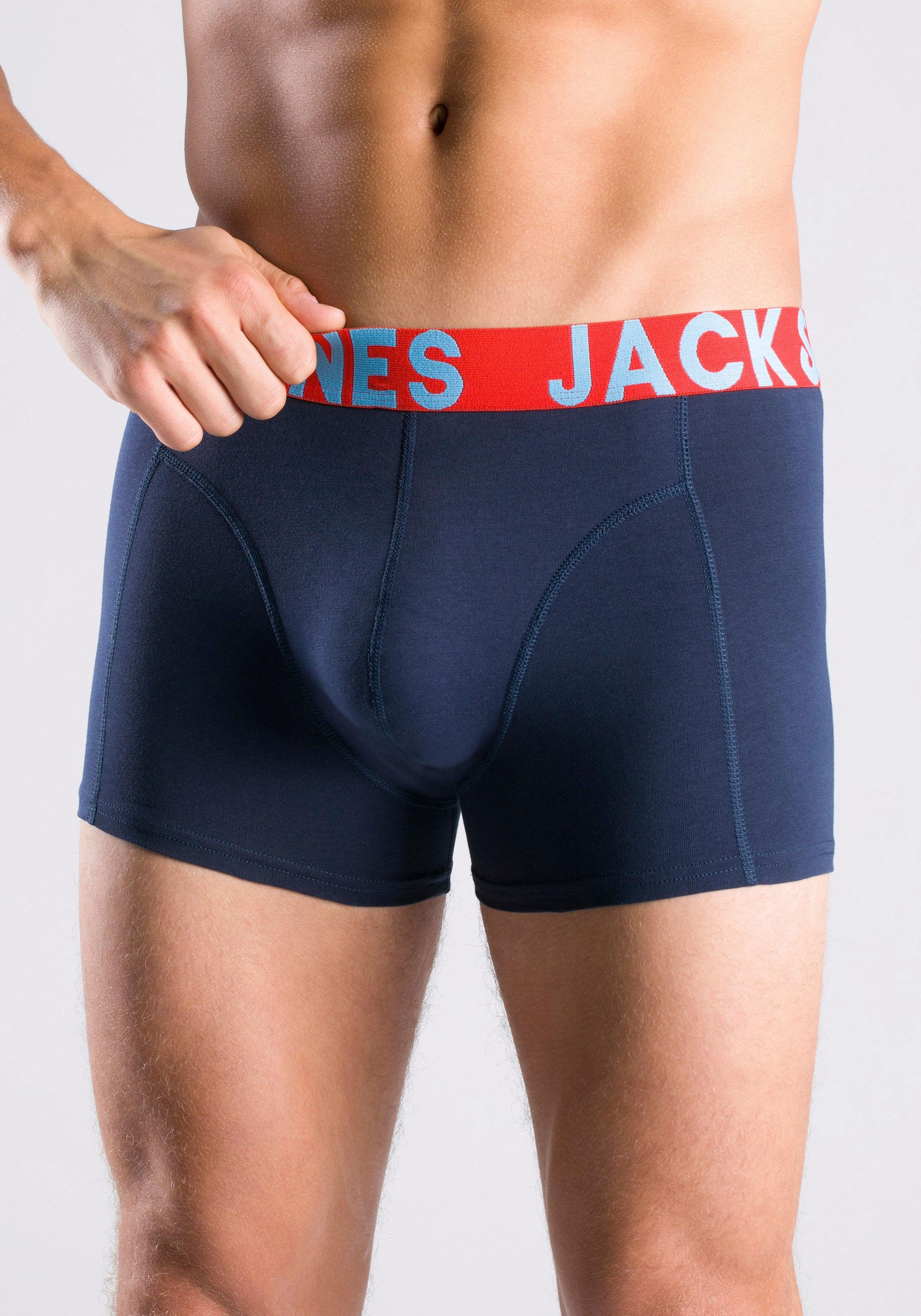 Jack & Jones Boxershort JACCRAZY SOLID met modieus veelkleurige weefband (set, 3 stuks)