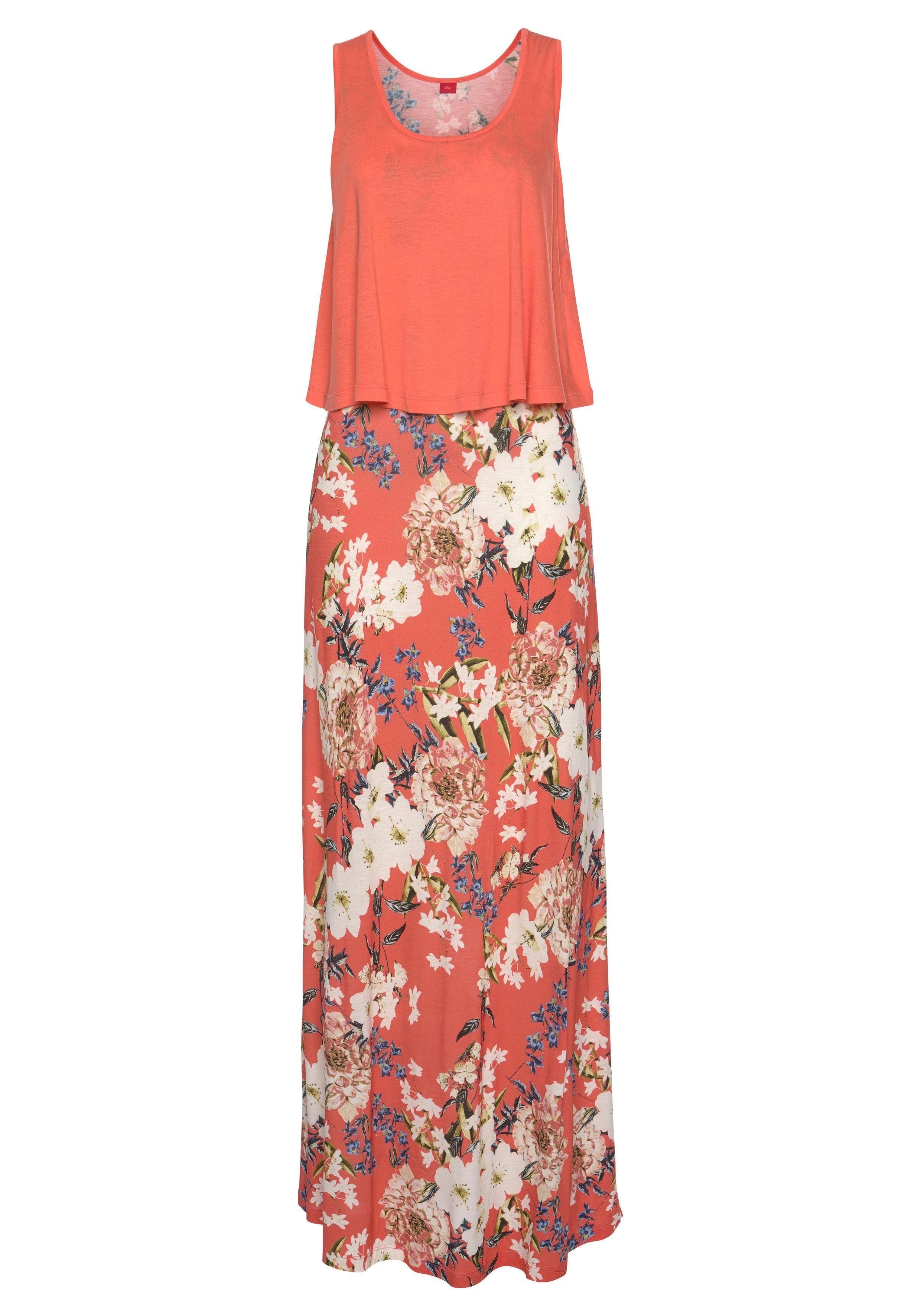 s.Oliver RED LABEL Beachwear Maxi-jurk in lagen-look met bloemenprint, zomerjurk, strandjurk