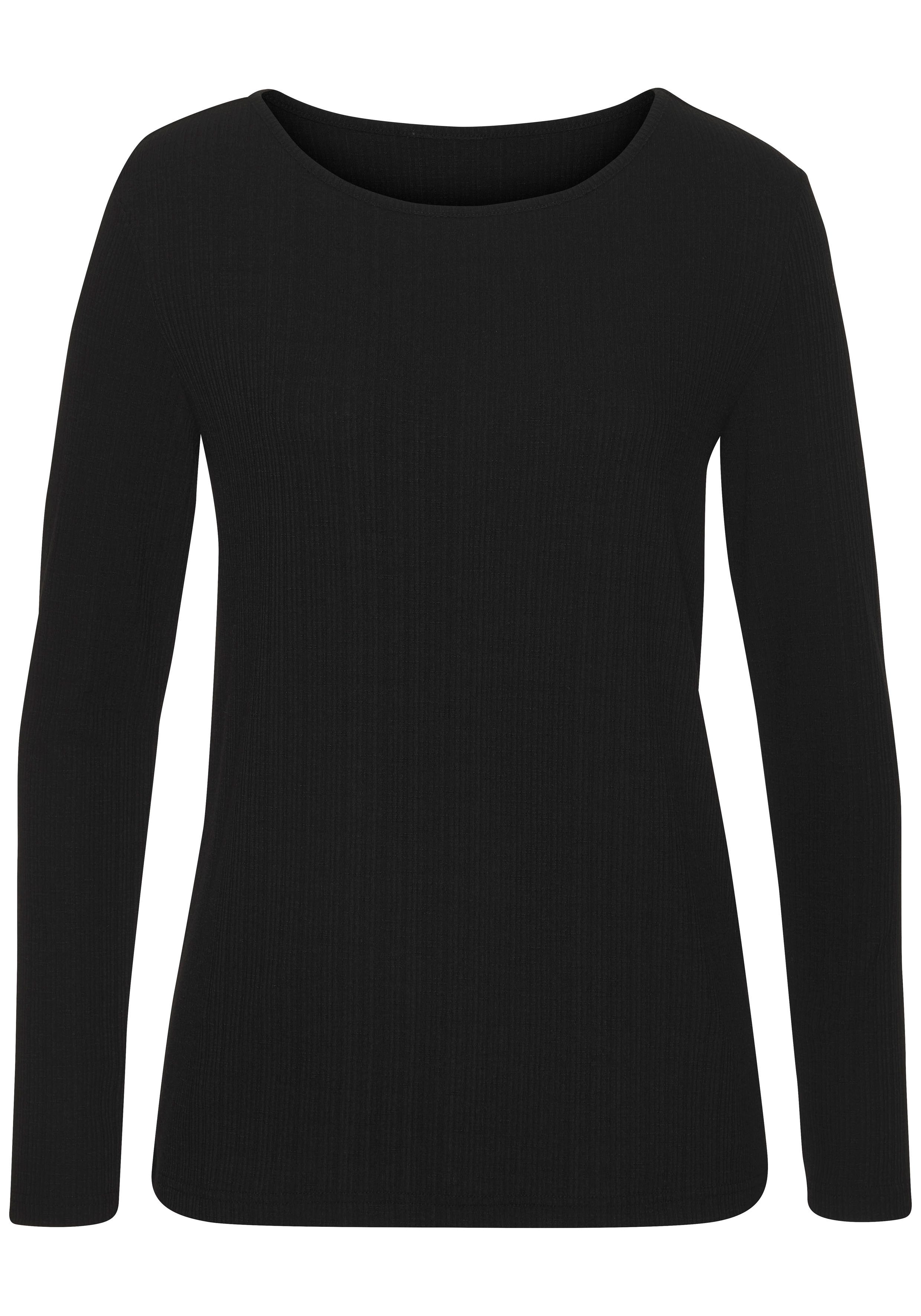 Vivance Shirt met lange mouwen Met modieuze ribstructuur gemaakt van soepelvallende kwaliteit met viscose (Set van 2)