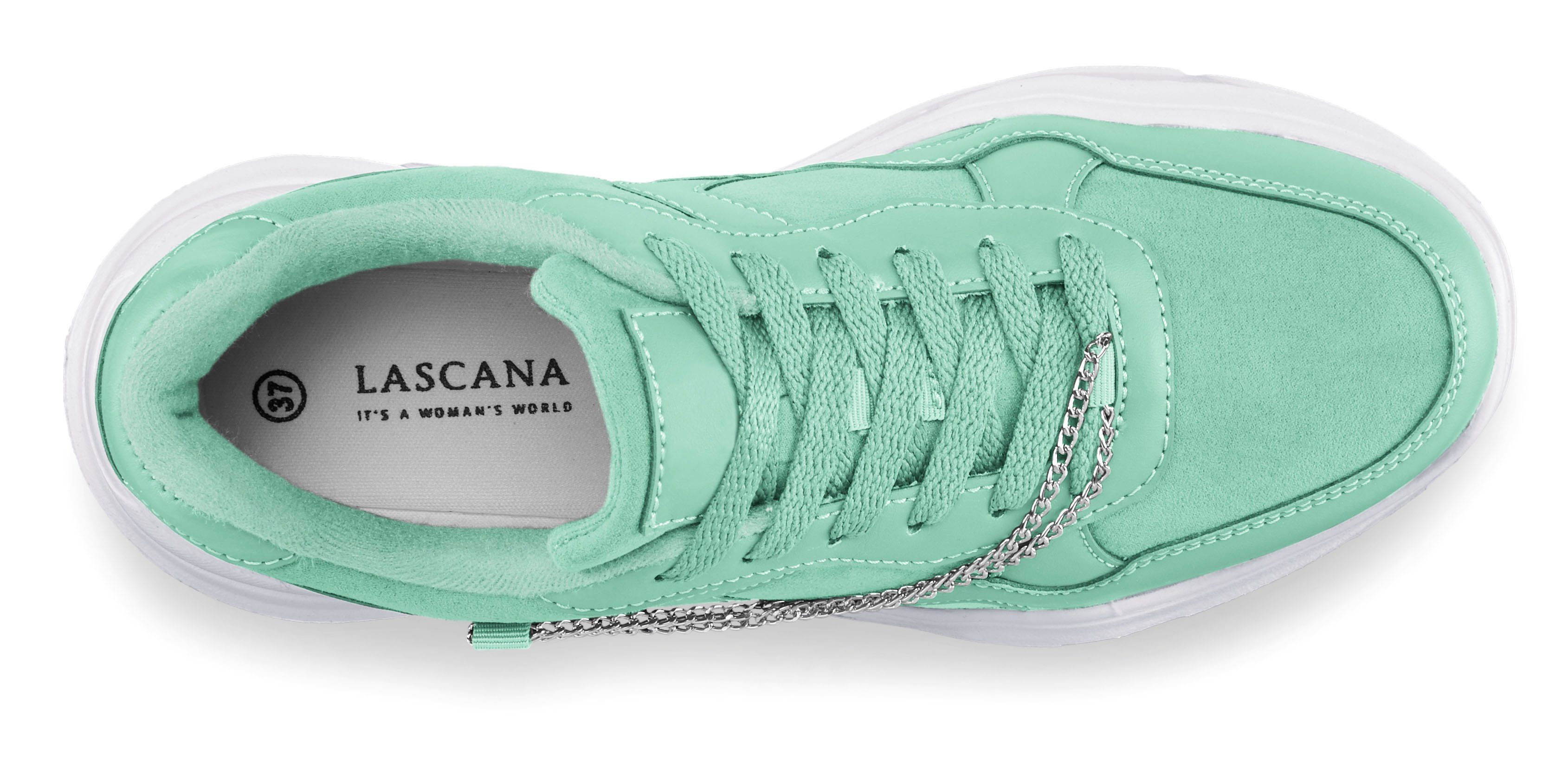 Lascana Sneakers met chunky zool & kettingen, veterschoenen, vrijetijdsschoenen vegan