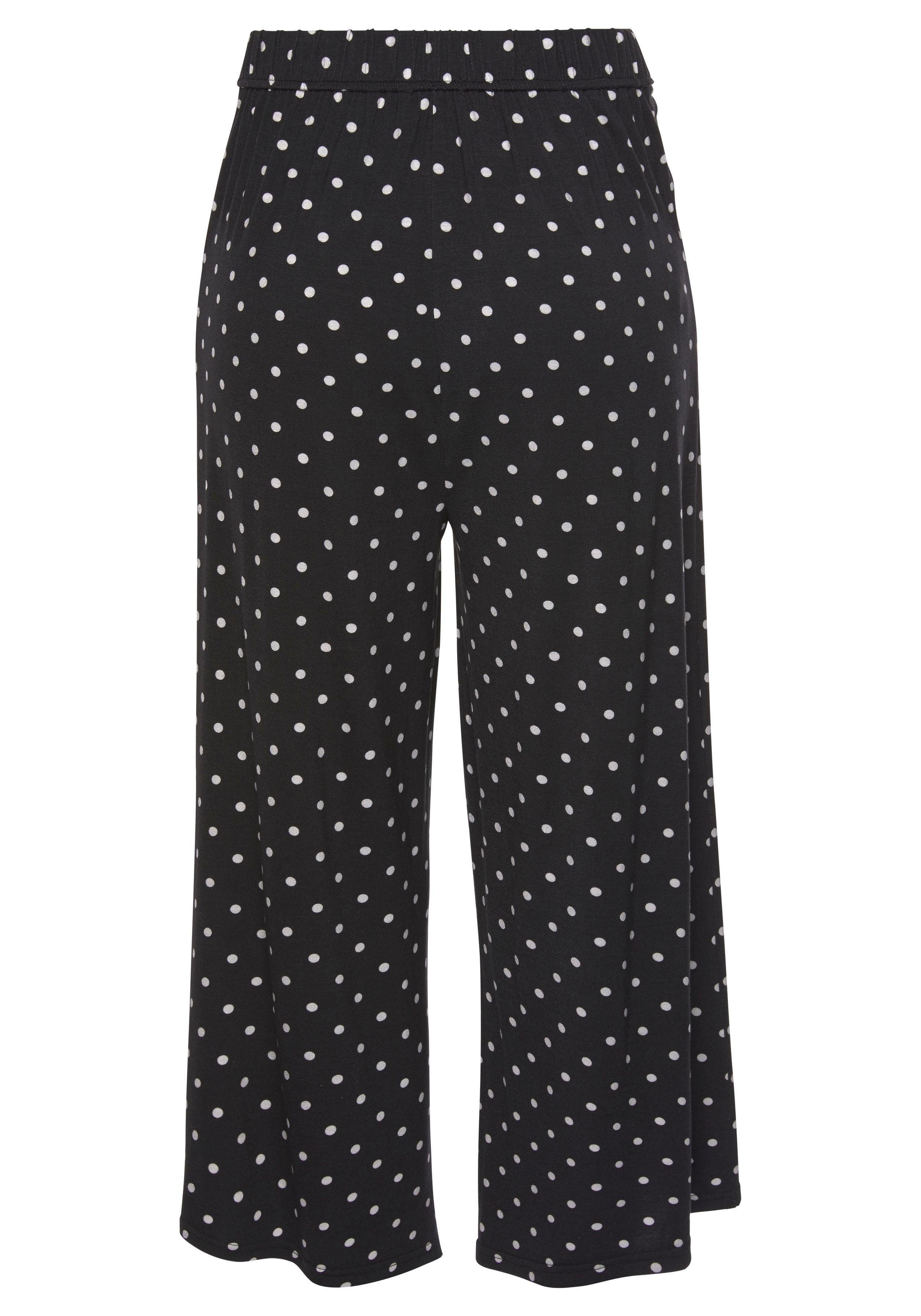 Lascana Culotte met stippenprint en zakken, elastische tailleband, 7/8 broek, jersey broek