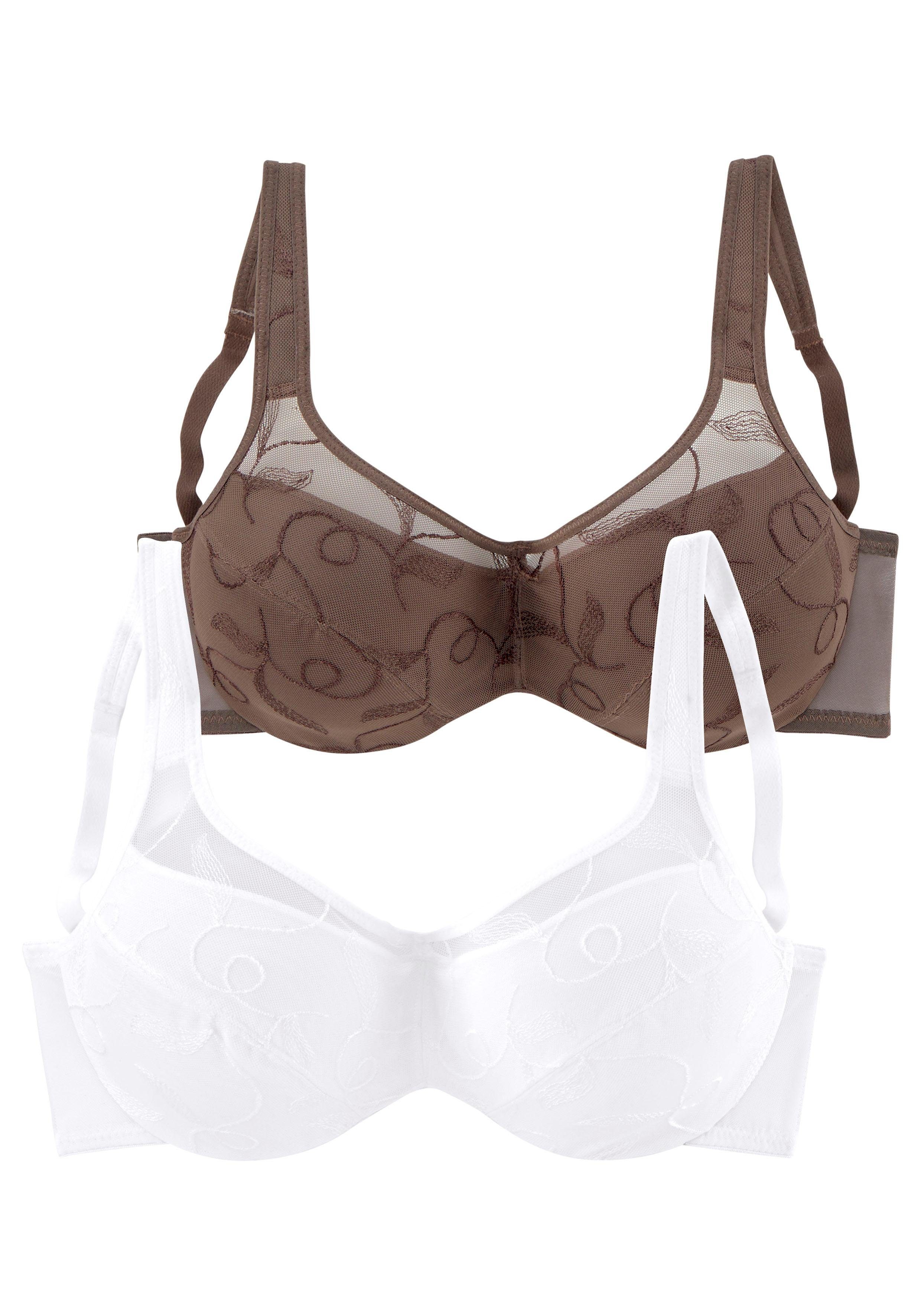 Petite fleur Minimizer-bh met beugel en mooi borduursel (Set van 2) minimizer bh's maat 75 E bruin