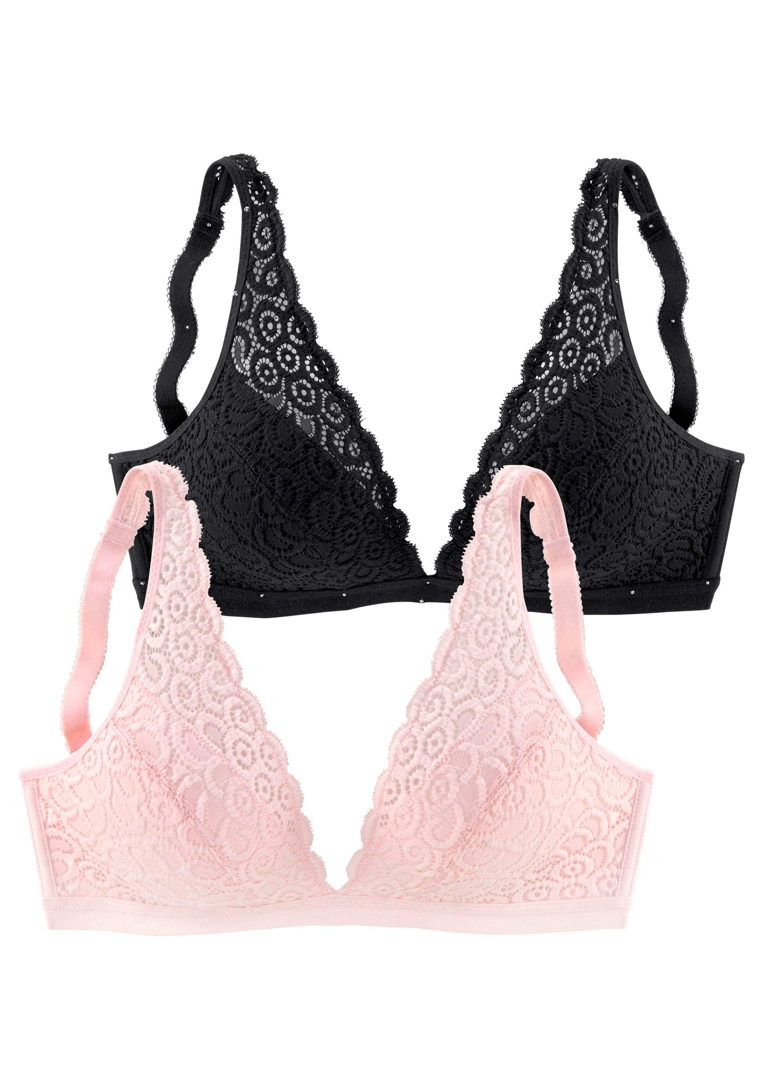 Petite fleur Bralette-bh zonder beugels, van kant, dessous (Set van 2) bh's zonder beugel maat 80 B roze