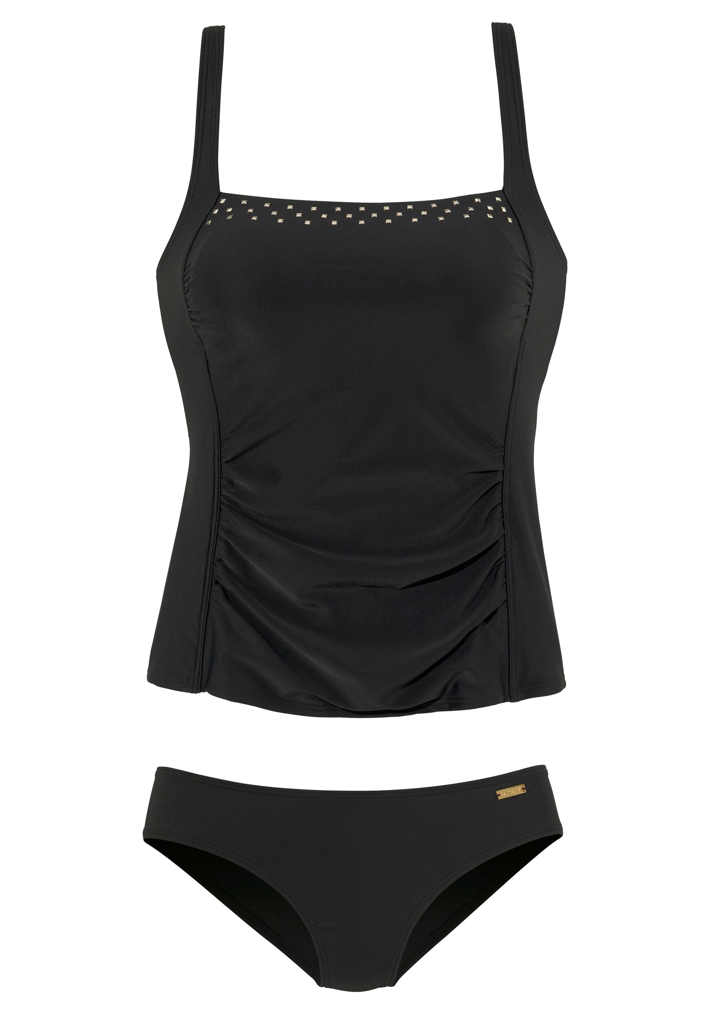Lascana Tankini met sierstuds tankini's zonder beugel maat E E zwart