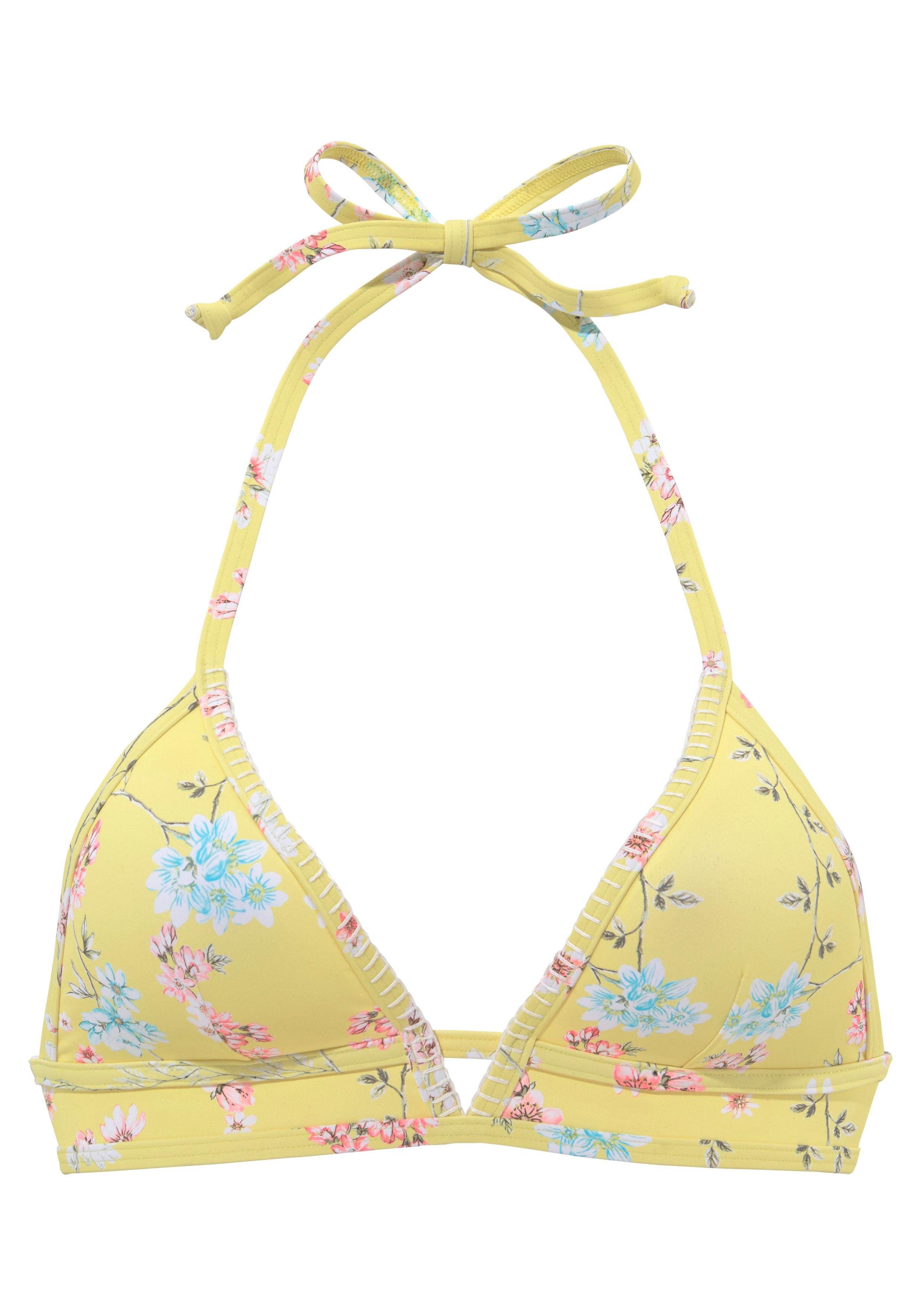 sunseeker triangel-bikinitop ditsy met trendy print geel