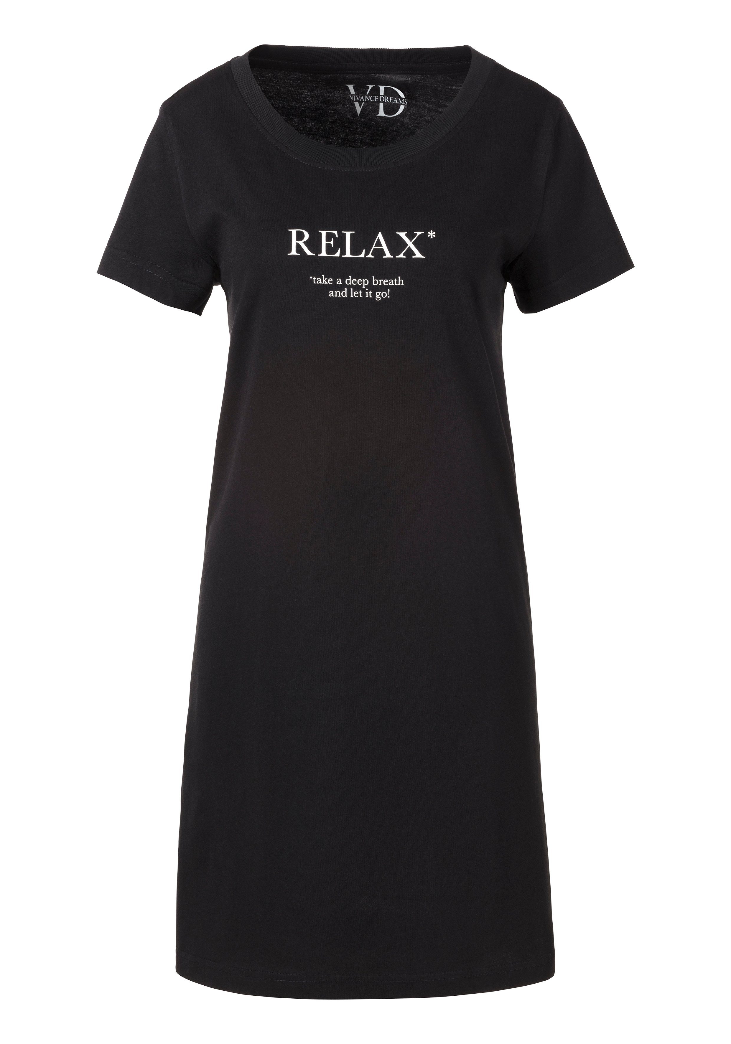 Vivance Dreams Nachthemd met statementprint nachthemden maat 44/46 zwart