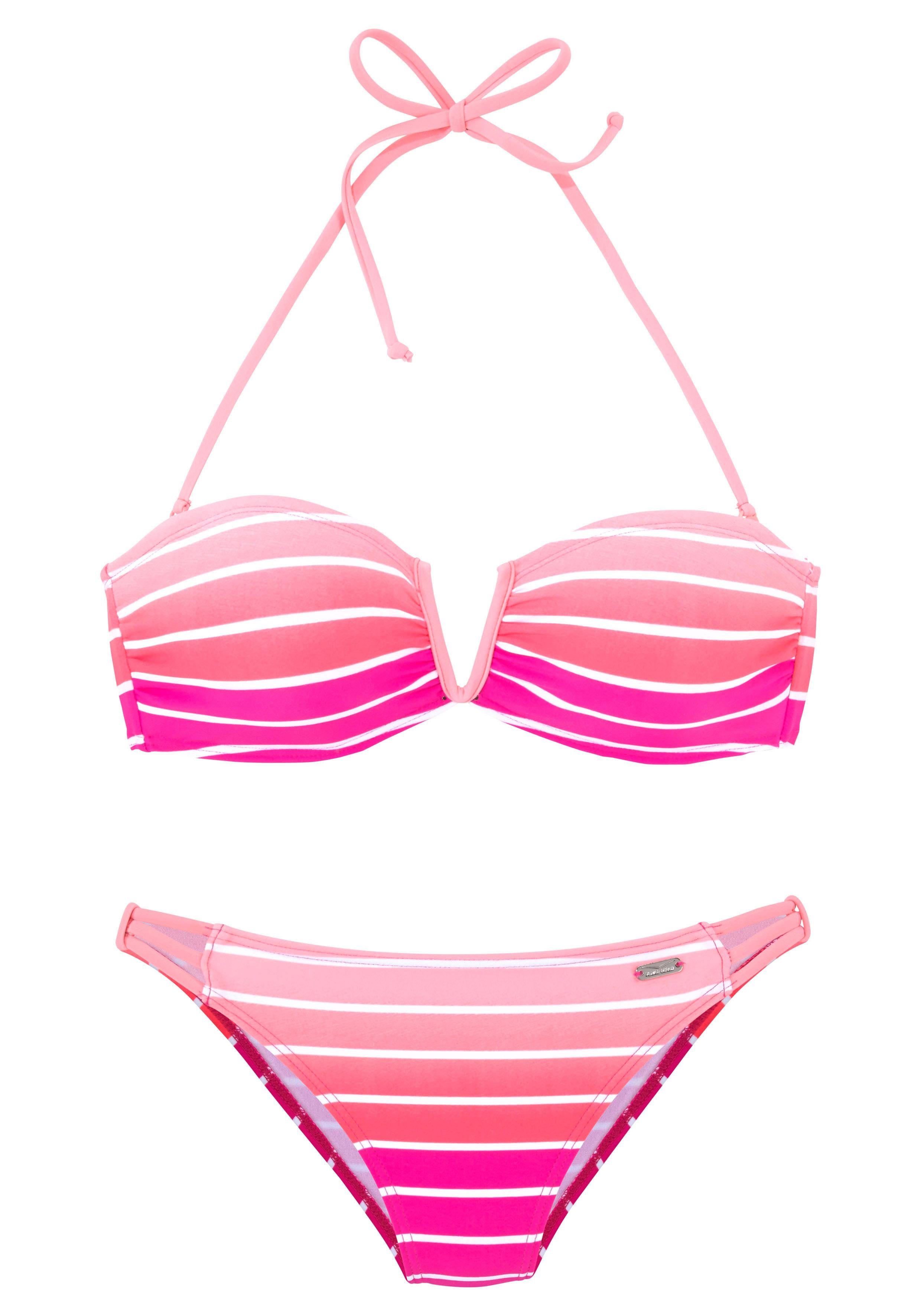Venice Beach Bandeaubikini met uitneembare cups, afneembare bandjes, met zijstaven bandeau bikini's maat 38 roze