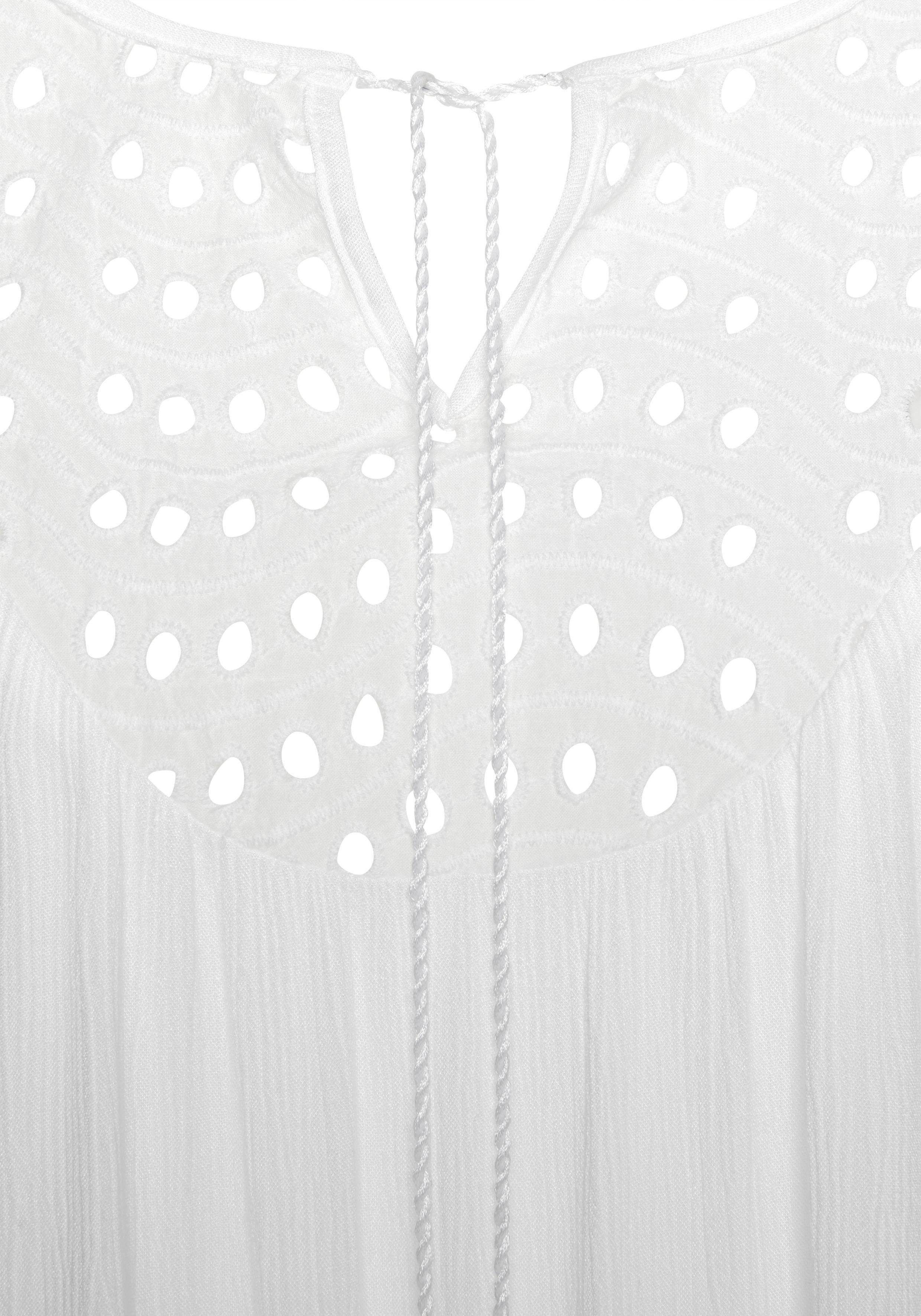 Lascana Crêpe-blouse met geborduurde oogjes, damesblouse, losse pasvorm