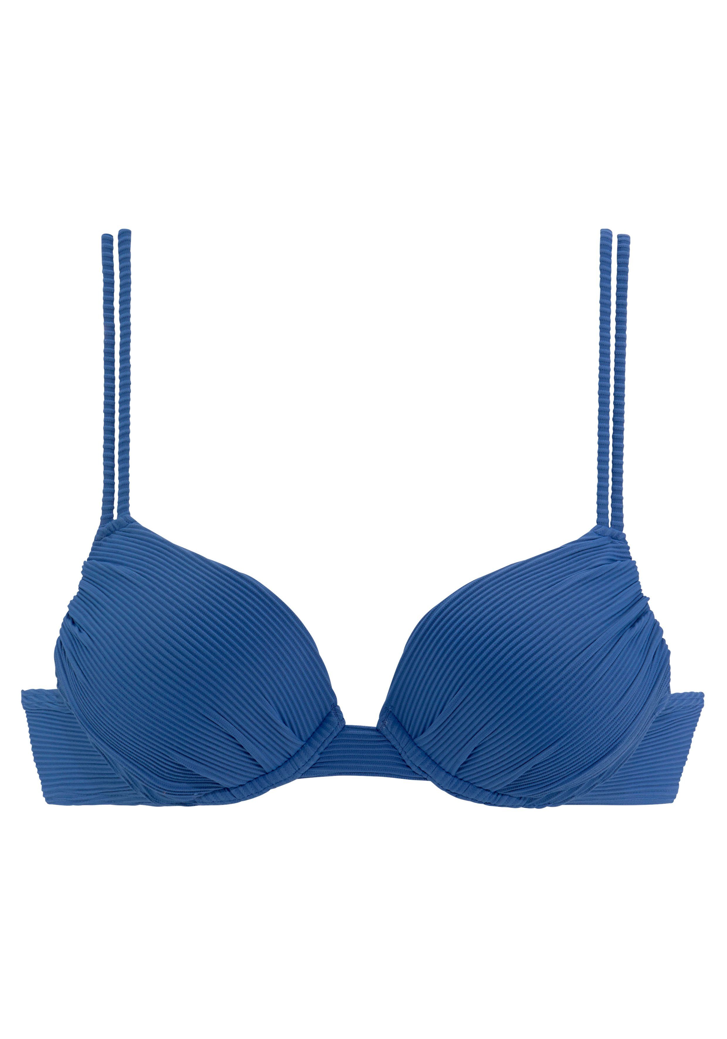 Sunseeker Push-upbikinitop Fancy van elegante structuurstof push-up bikini's maat 32 A blauw