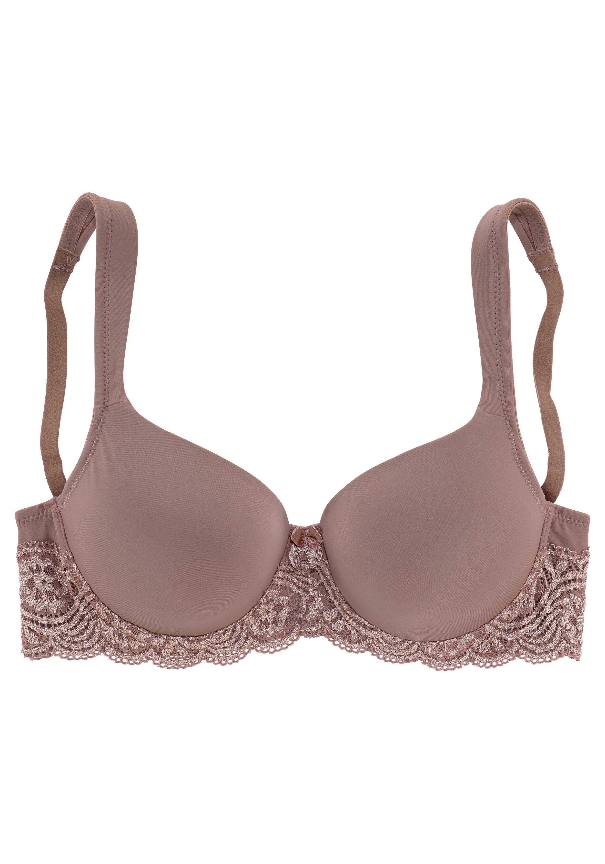 Lascana Bh met steuncups met beugels, naadloze voorgevormde cups, kanten details, lingerie beugel bh's maat 90 B bruin