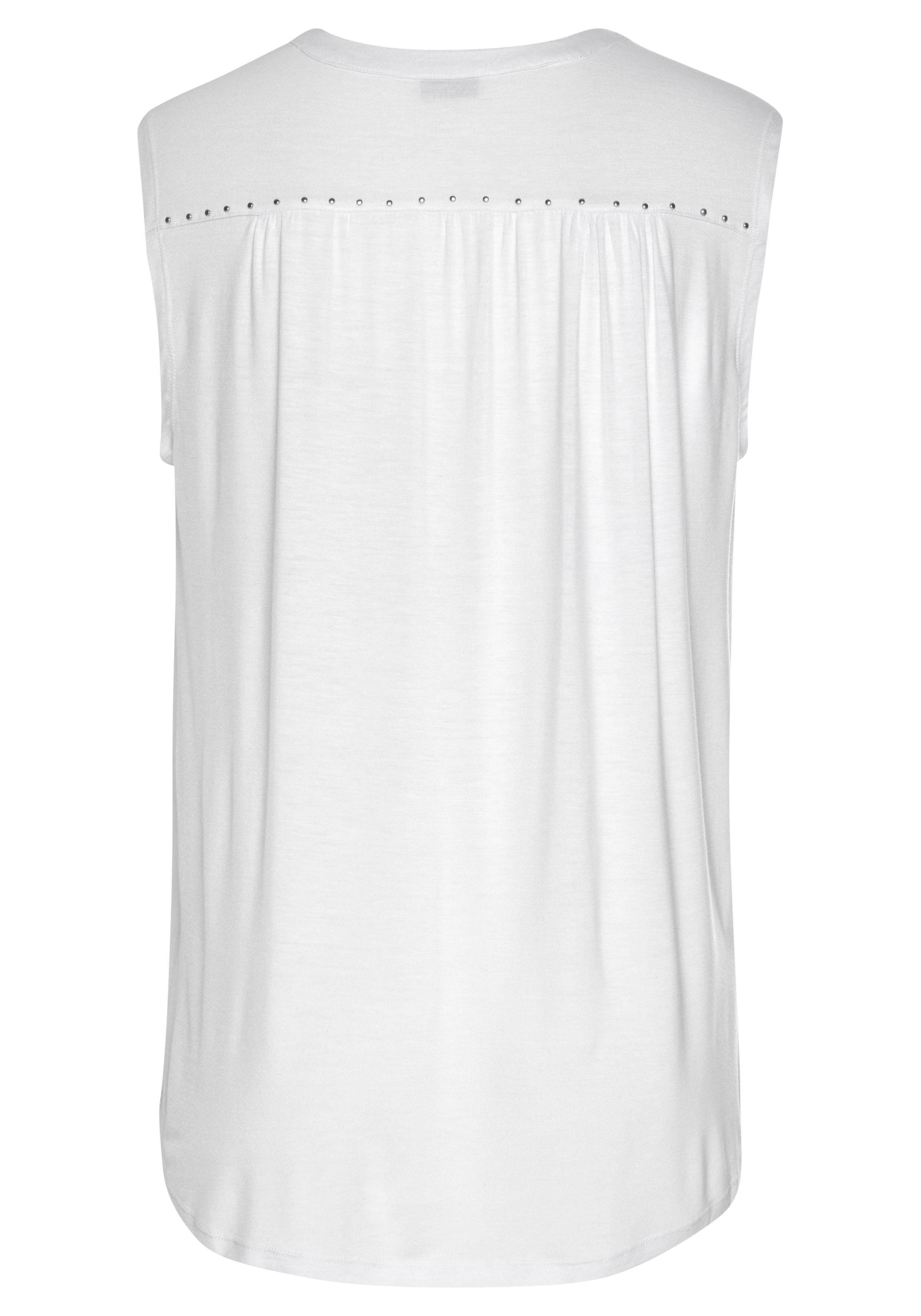 Lascana Tanktop met zilverkleurige studs-details, losse blousetop