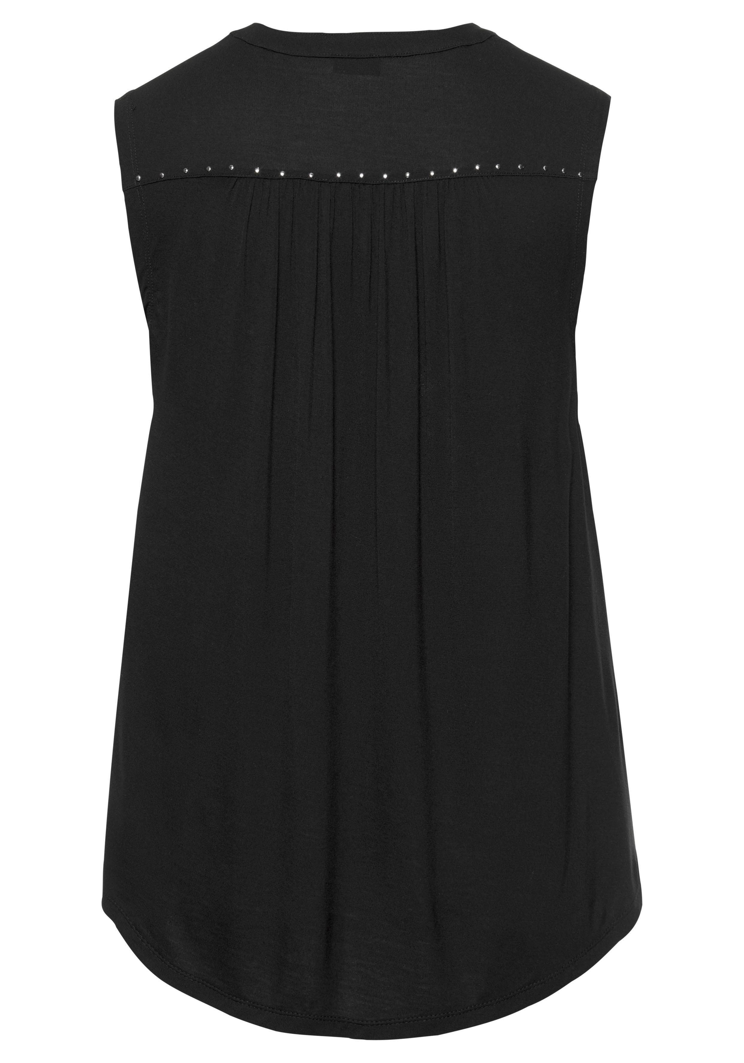 Lascana Tanktop met zilverkleurige studs-details, losse blousetop