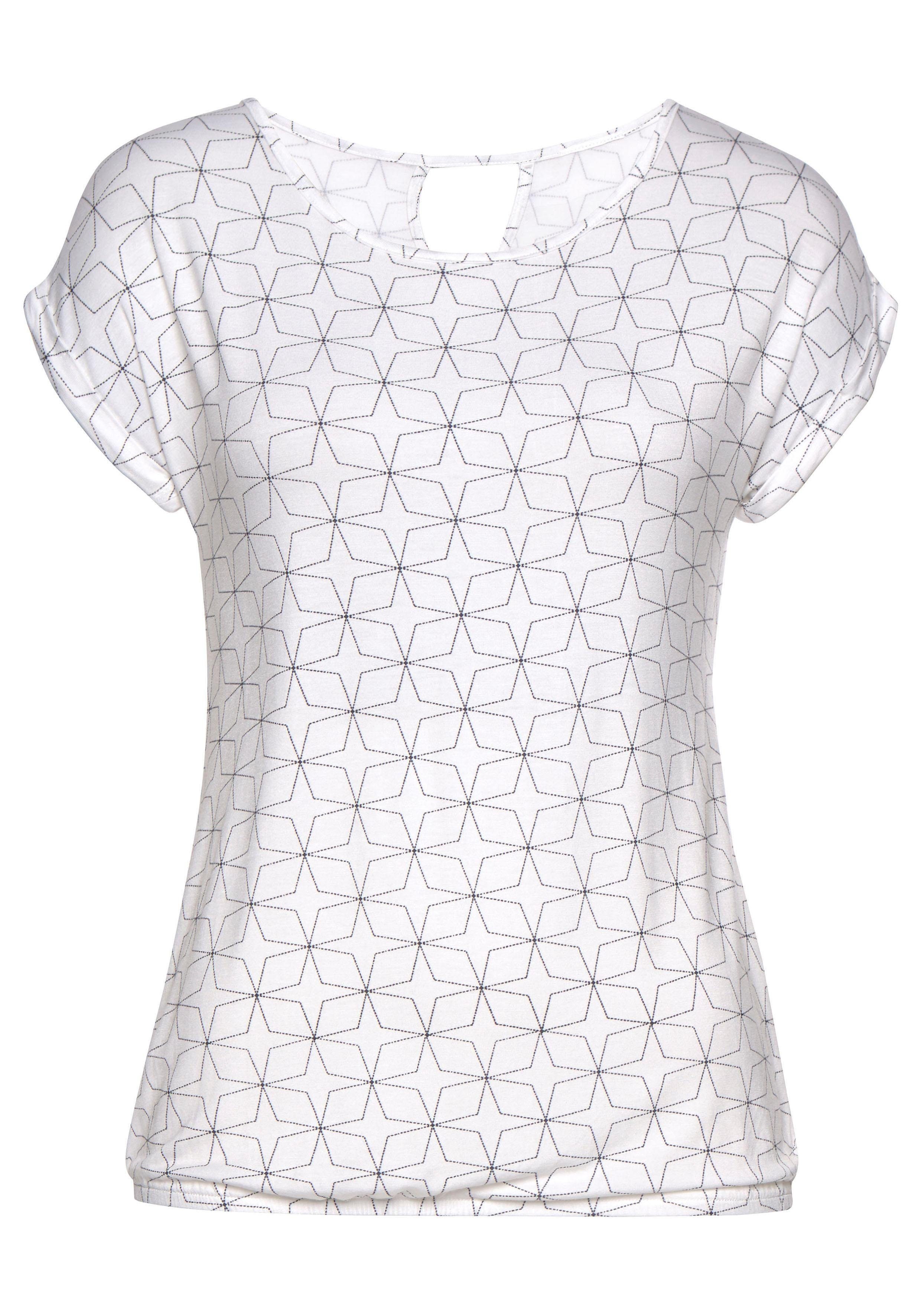 Lascana T-shirt met kleine cut-out in de nek (Set van 2)