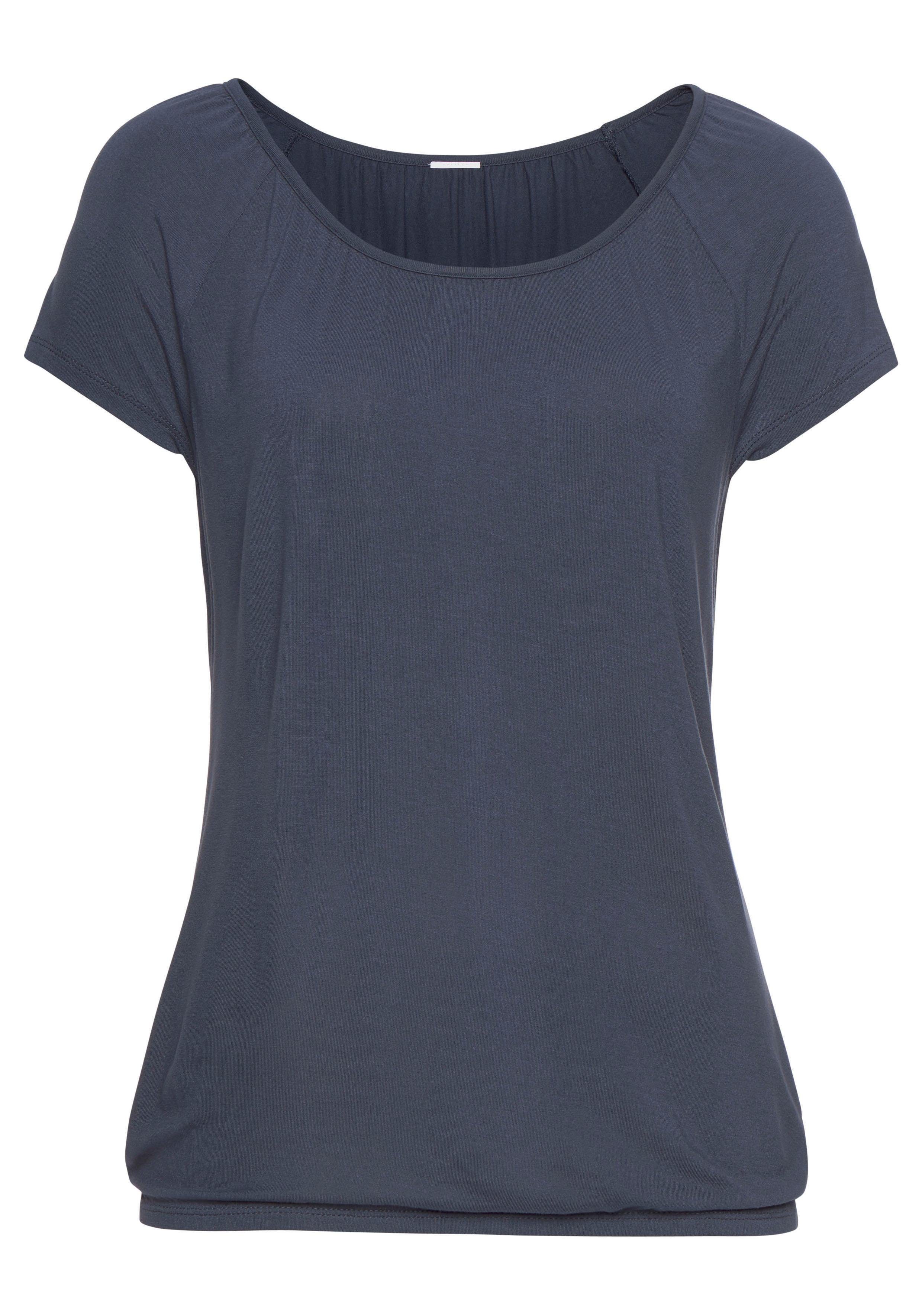 Lascana Shirt met korte mouwen met iets aangerimpelde ronde hals (Set van 2)
