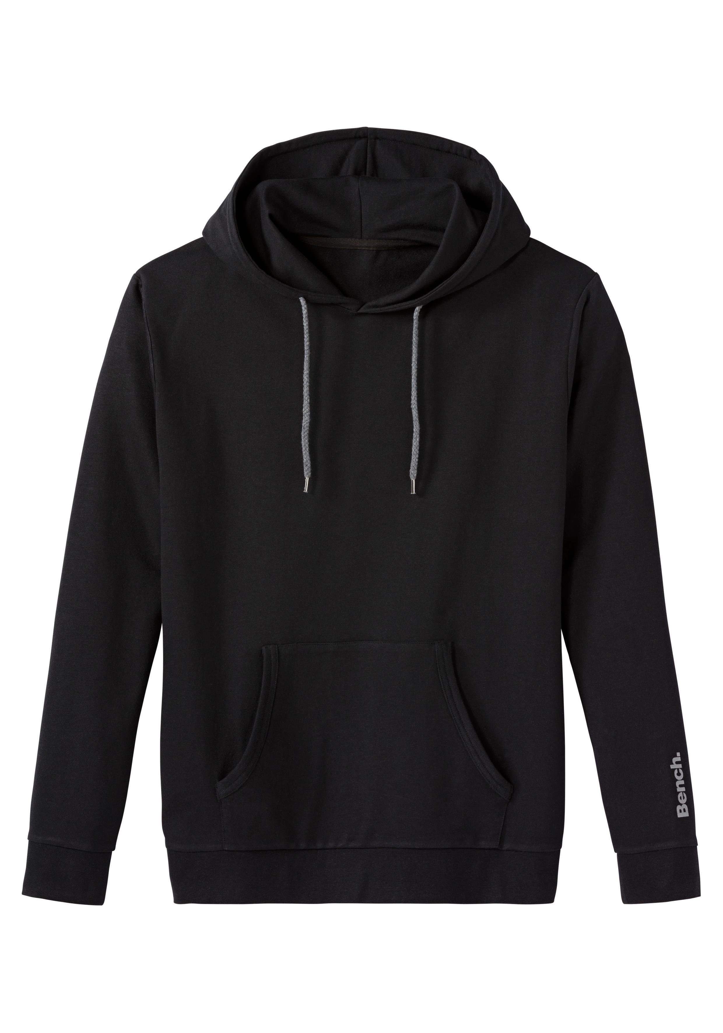 Bench. Loungewear Hoodie Langarm, sweatshirt met ronde hals en capuchon, katoenmix heren maat 56/58 (XL) zwart