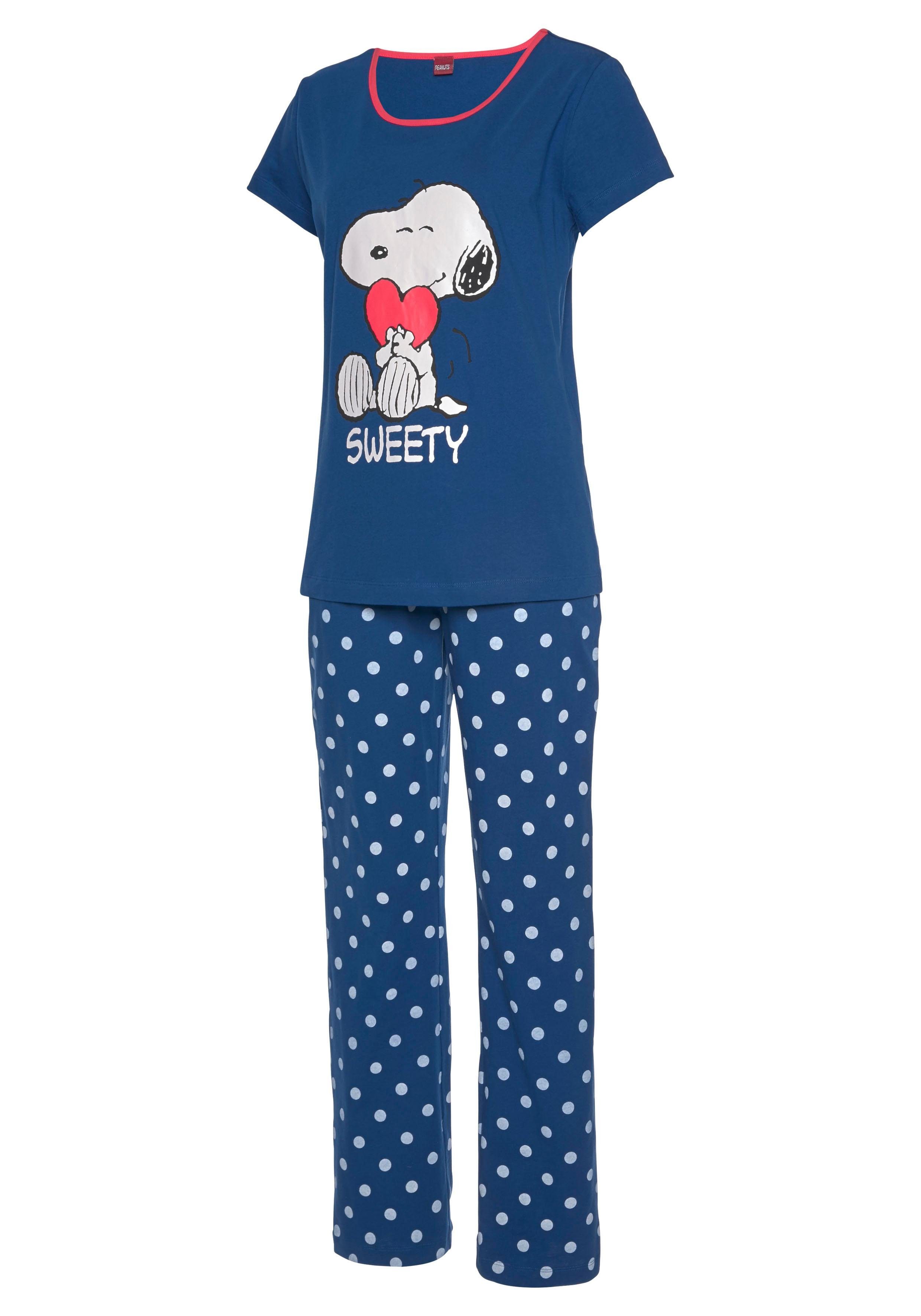 Peanuts Pyjama met snoopy-print en gestippelde broek (2-delig, 1 stuk)