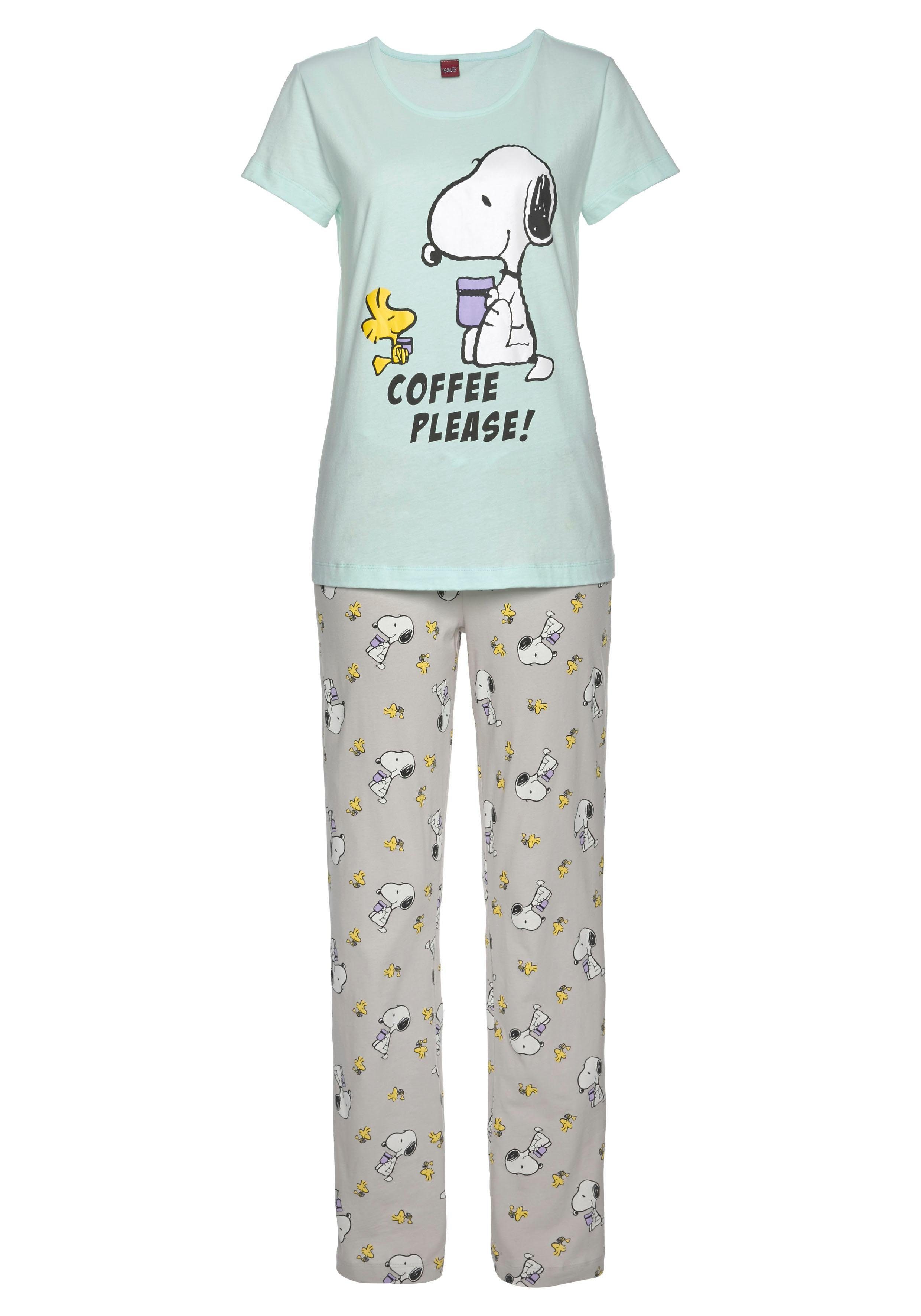 Peanuts Pyjama met snoopy- en woodstock-print (2-delig, 1 stuk)