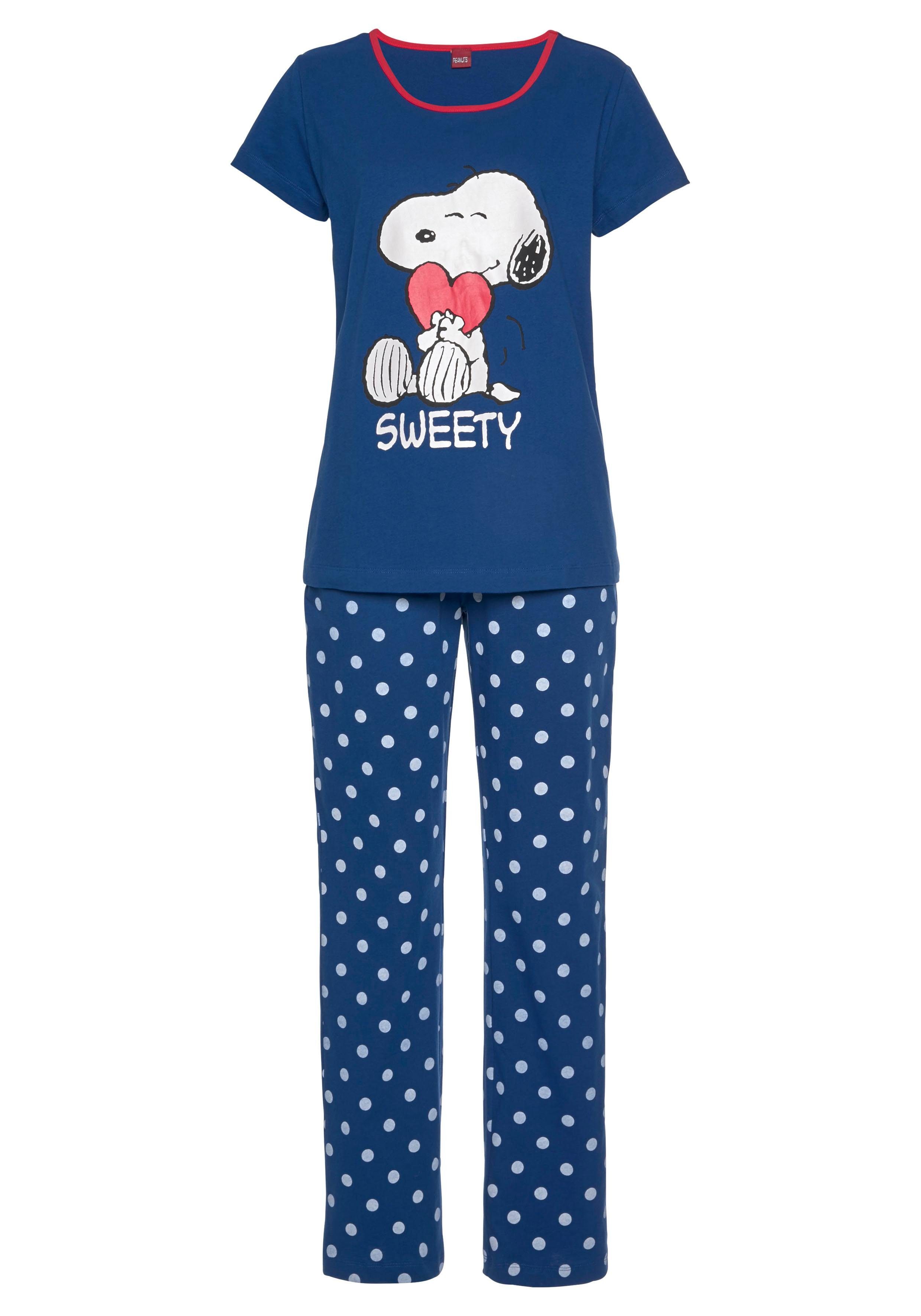 Peanuts Pyjama met snoopy-print en gestippelde broek (2-delig, 1 stuk)