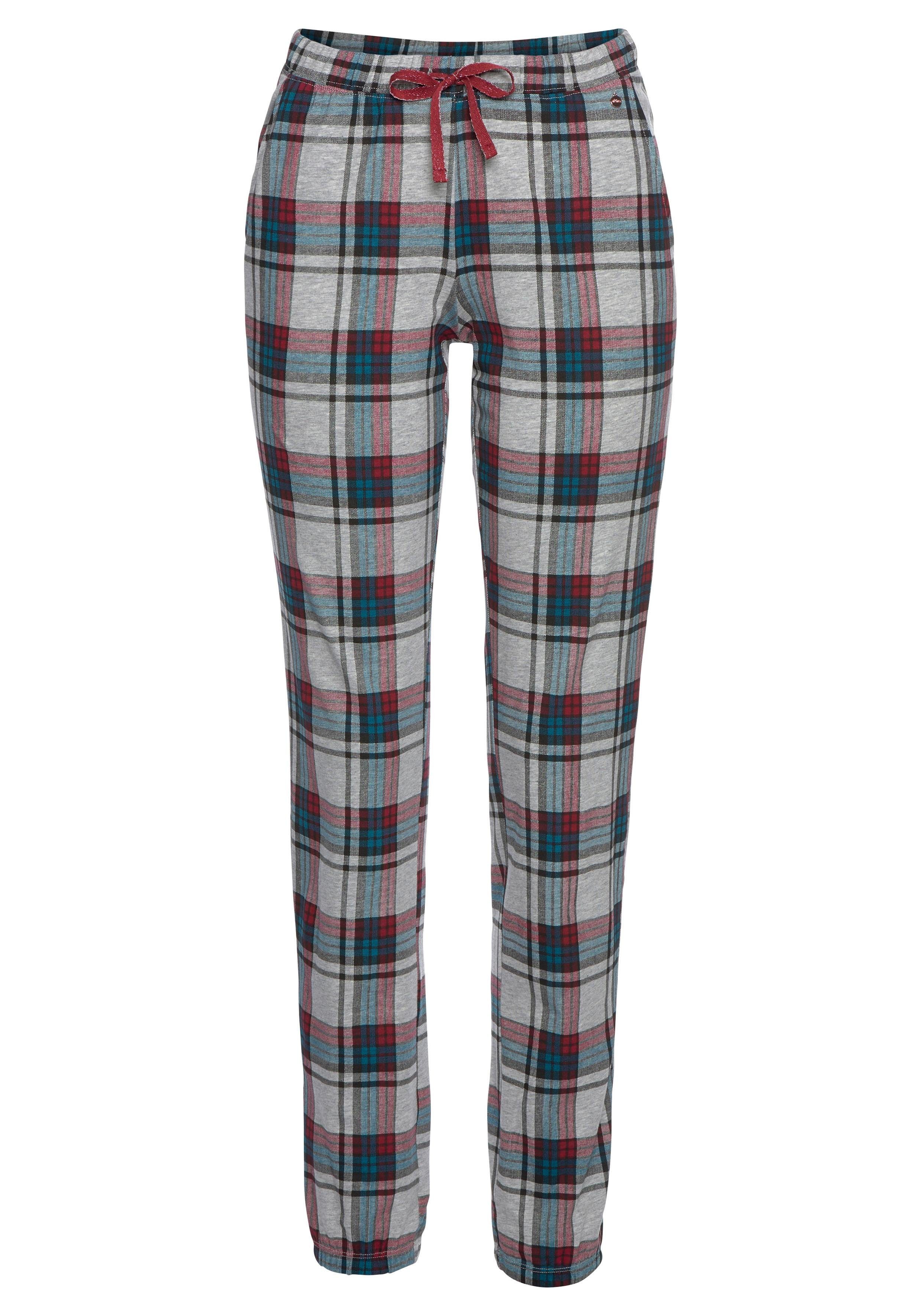 s.Oliver RED LABEL Beachwear Pyjamabroek met motief all-over en contrastkleurige koord pyjama's maat 32/34 wit