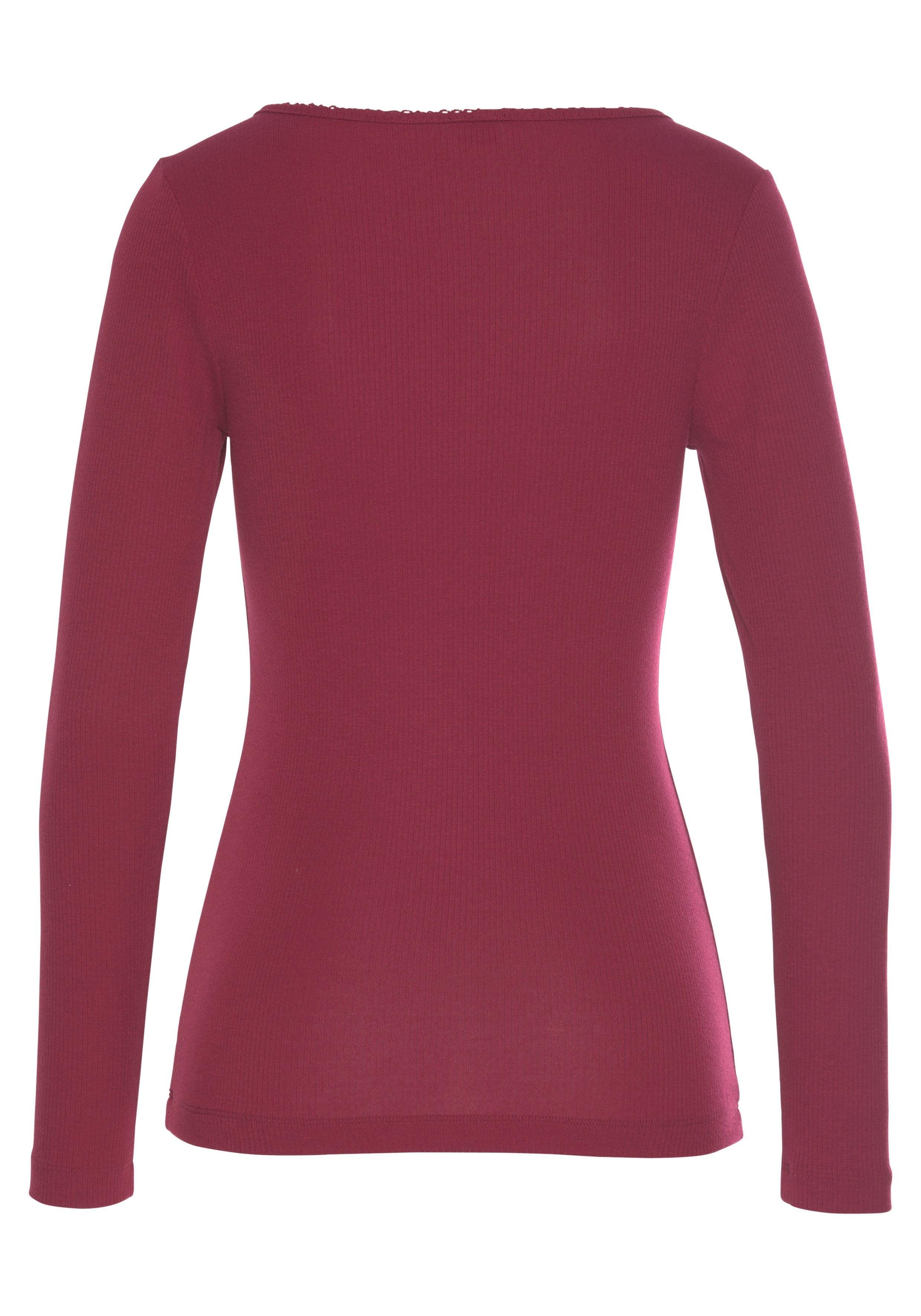 s.Oliver RED LABEL Beachwear Pyjama top van geribbelde stof met sierknopsluiting