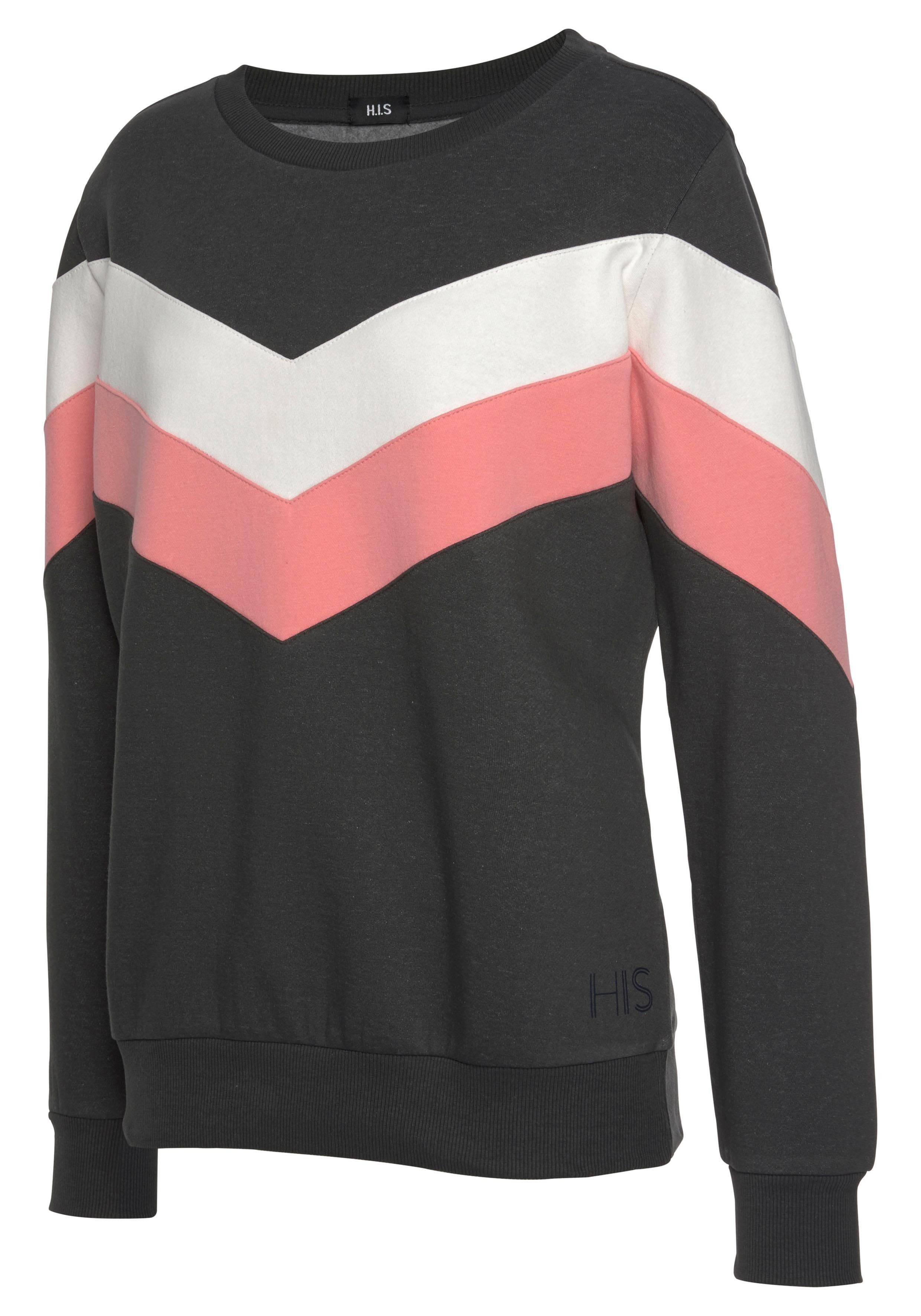 H.I.S Sweatshirt met contraststrepen aan de voorkant en mouwen, loungepak