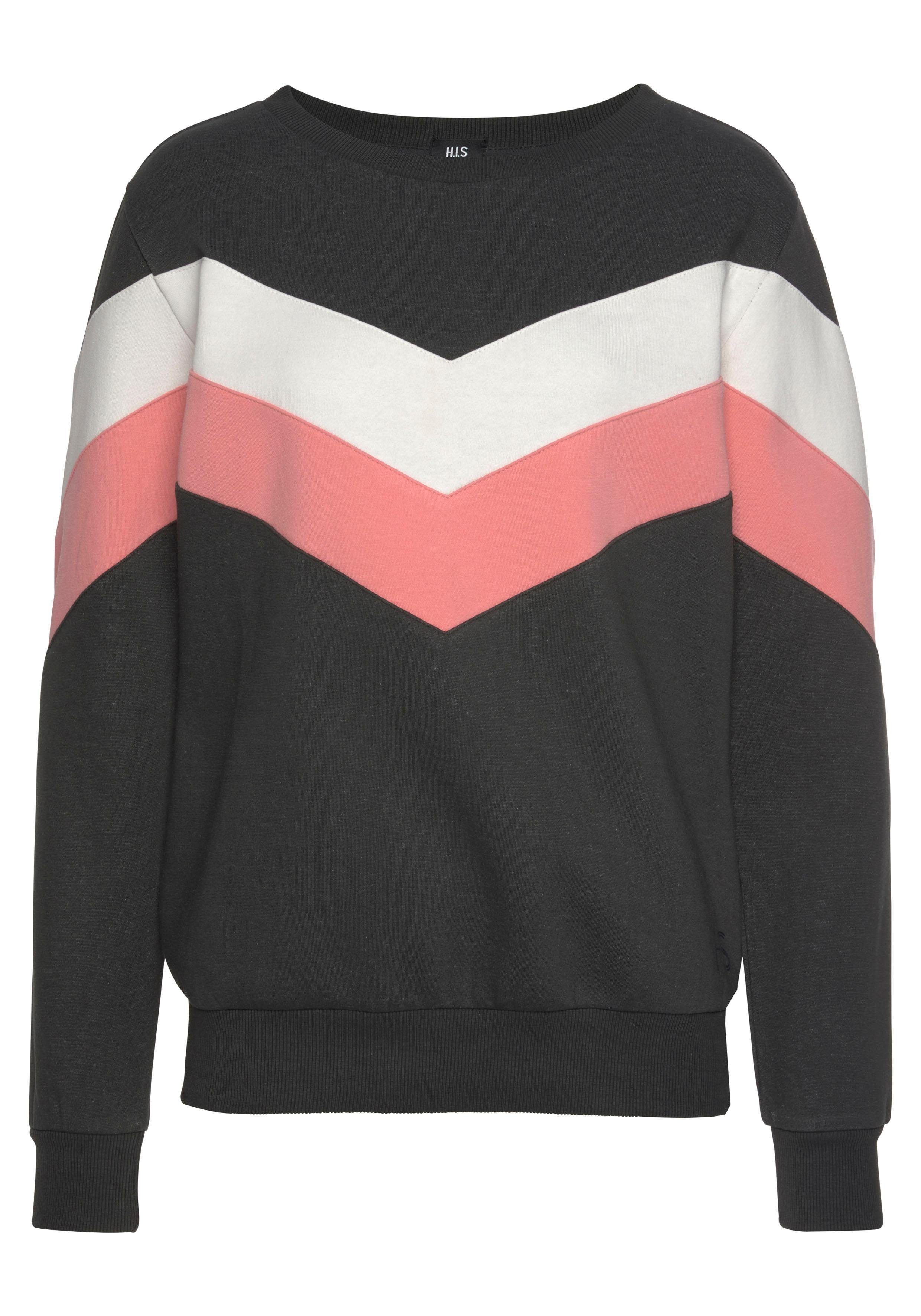 H.I.S Sweatshirt met contraststrepen aan de voorkant en mouwen, loungepak tops & hoodies maat 32/34 grijs