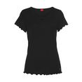 s.oliver red label beachwear t-shirt van geribde stof met rimpelrandjes zwart