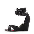 lascana highheel sandaaltjes met sleehak en aantrekkelijke vetersluiting zwart