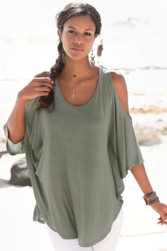 lascana strandshirt met sierband achter bovenaan groen