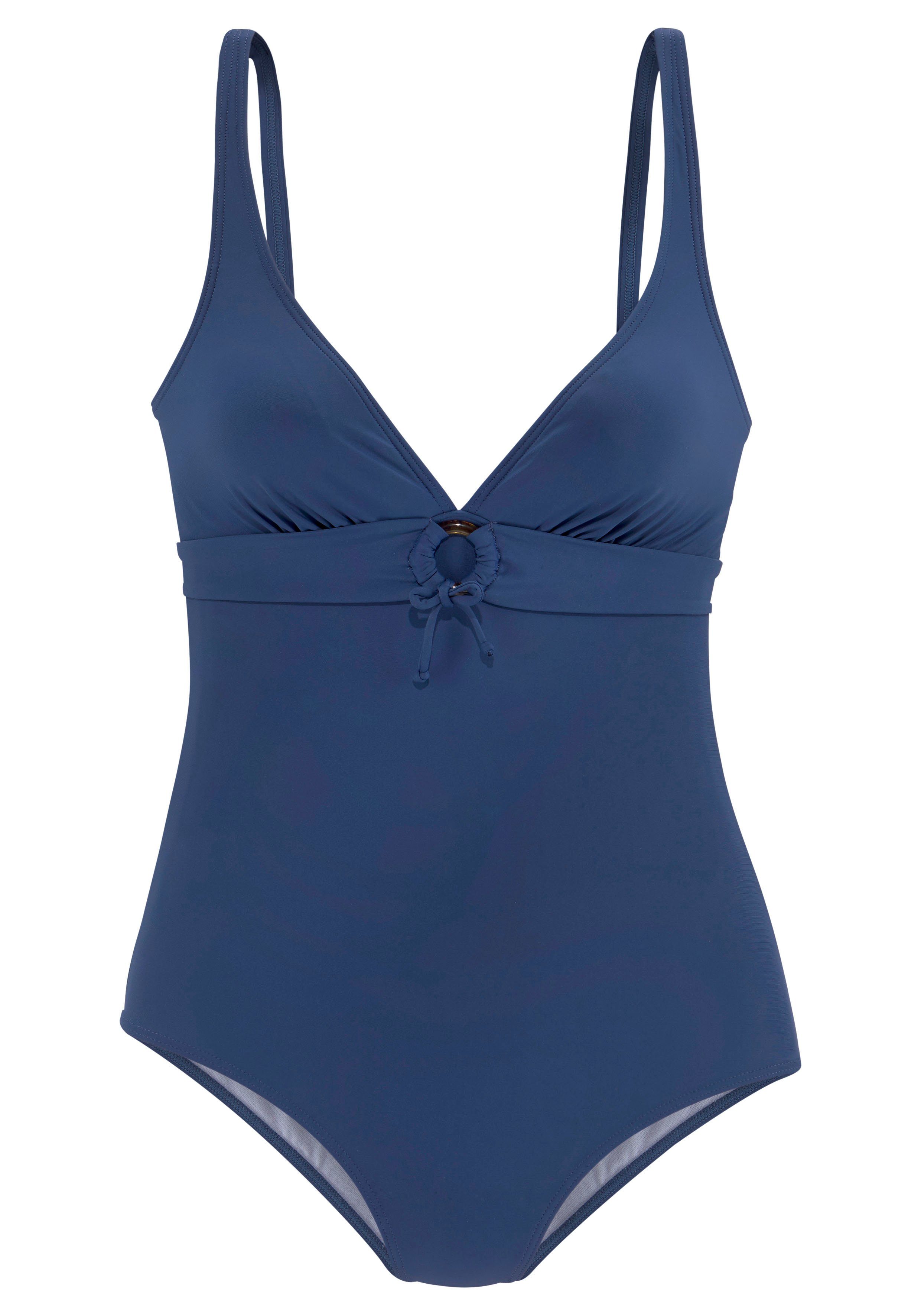 s.oliver red label beachwear badpak rome met sierring en modellerend effect blauw