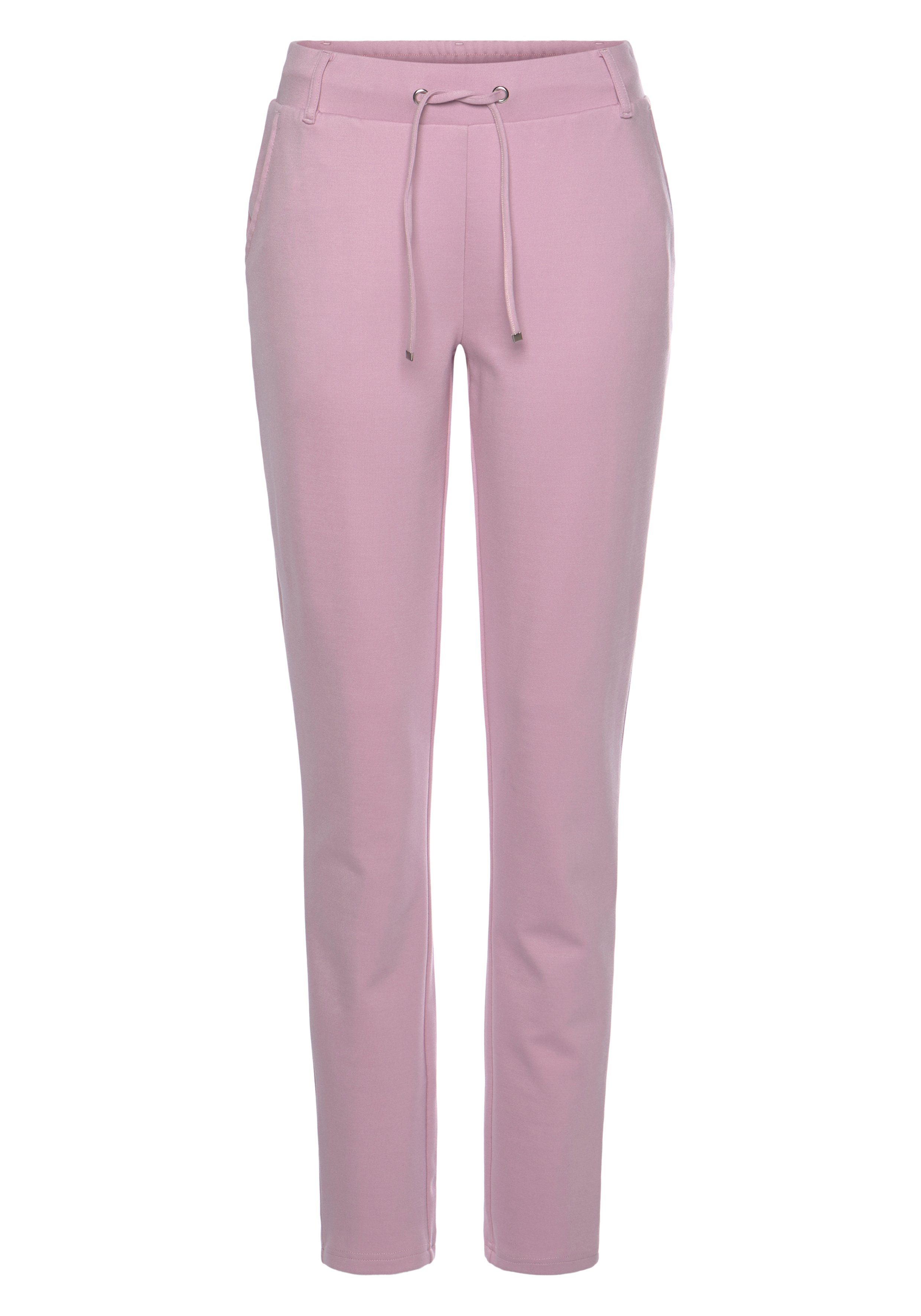 Lascana Jogpants met elastische tailleband en riemlussen, loungewear (1-delig)