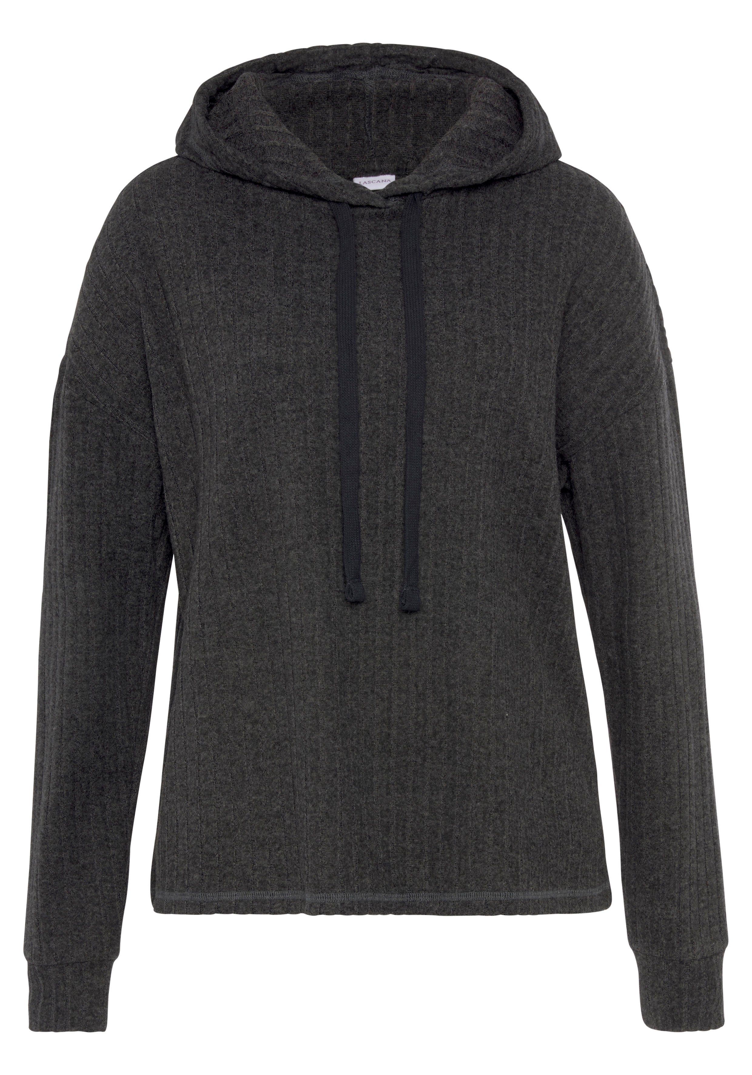 Lascana Hoodie Breipullover met capuchon en gemêleerd uiterlijk, loungewear tops & hoodies maat 48/50 grijs