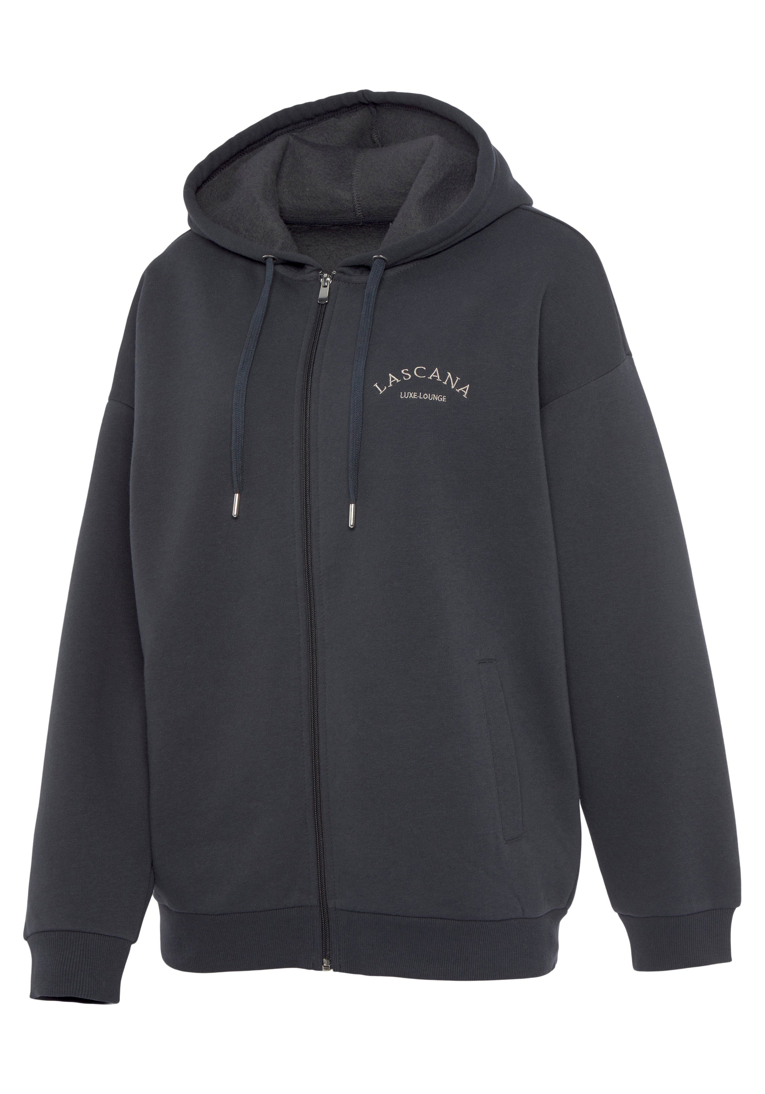 Lascana Capuchonsweatvest , - Sweatvest met capuchon met zijzakken en aan de binnenkant opgeruwd, loungewear
