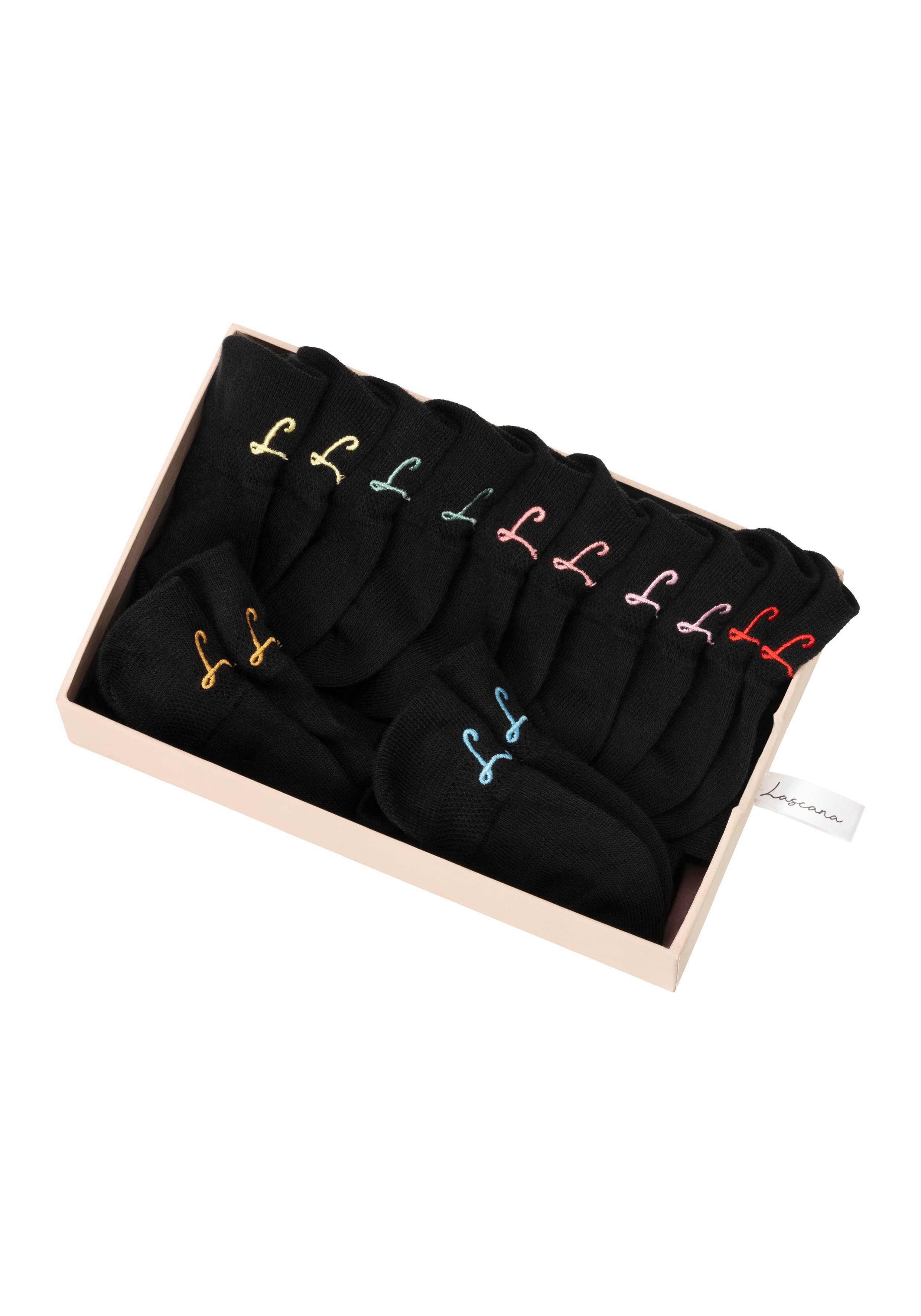 Lascana Sneakersokken met klein borduursel (box, 7 paar, Box)