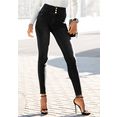 lascana high-waist jeans met goudkleurige knopen zwart