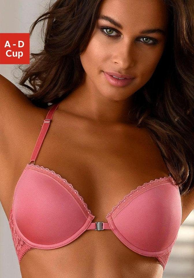 s.Oliver RED LABEL Beachwear Bh met steuncups Lisette met voorsluiting en mooie kanten achterkant, dessous