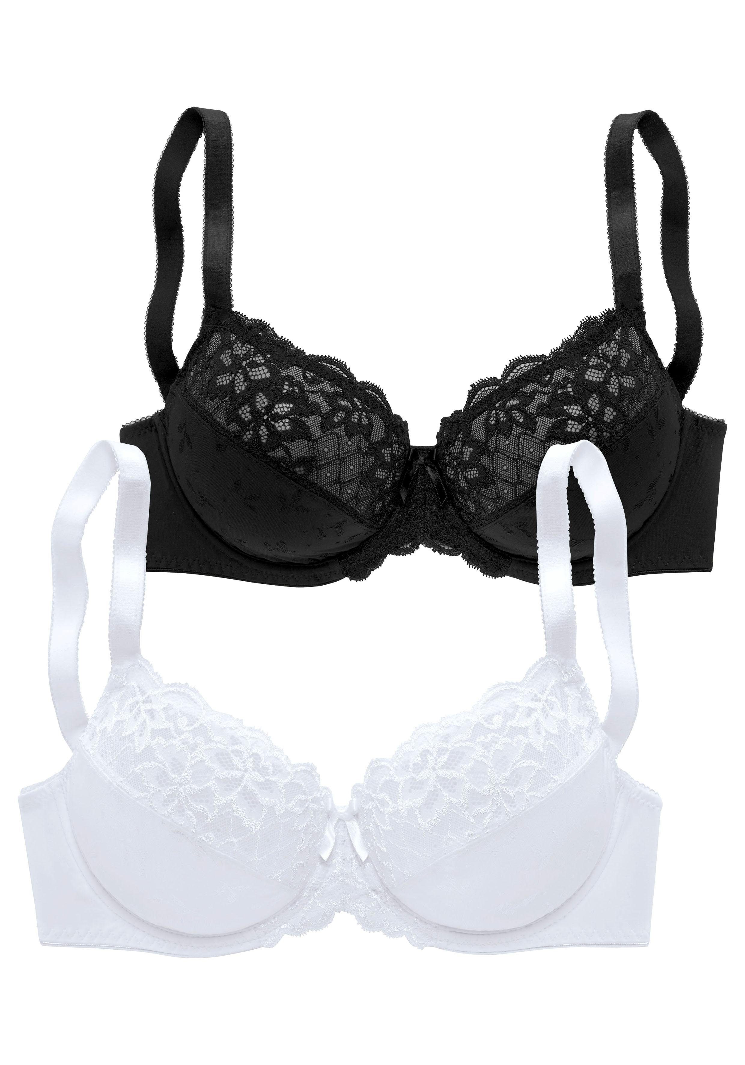 Petite fleur Beugel-bh met elastische kant, dessous (Set van 2)