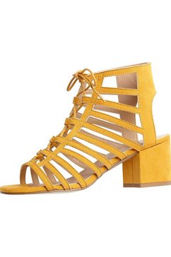 lascana sandaaltjes van imitatiesuède met blokhak geel