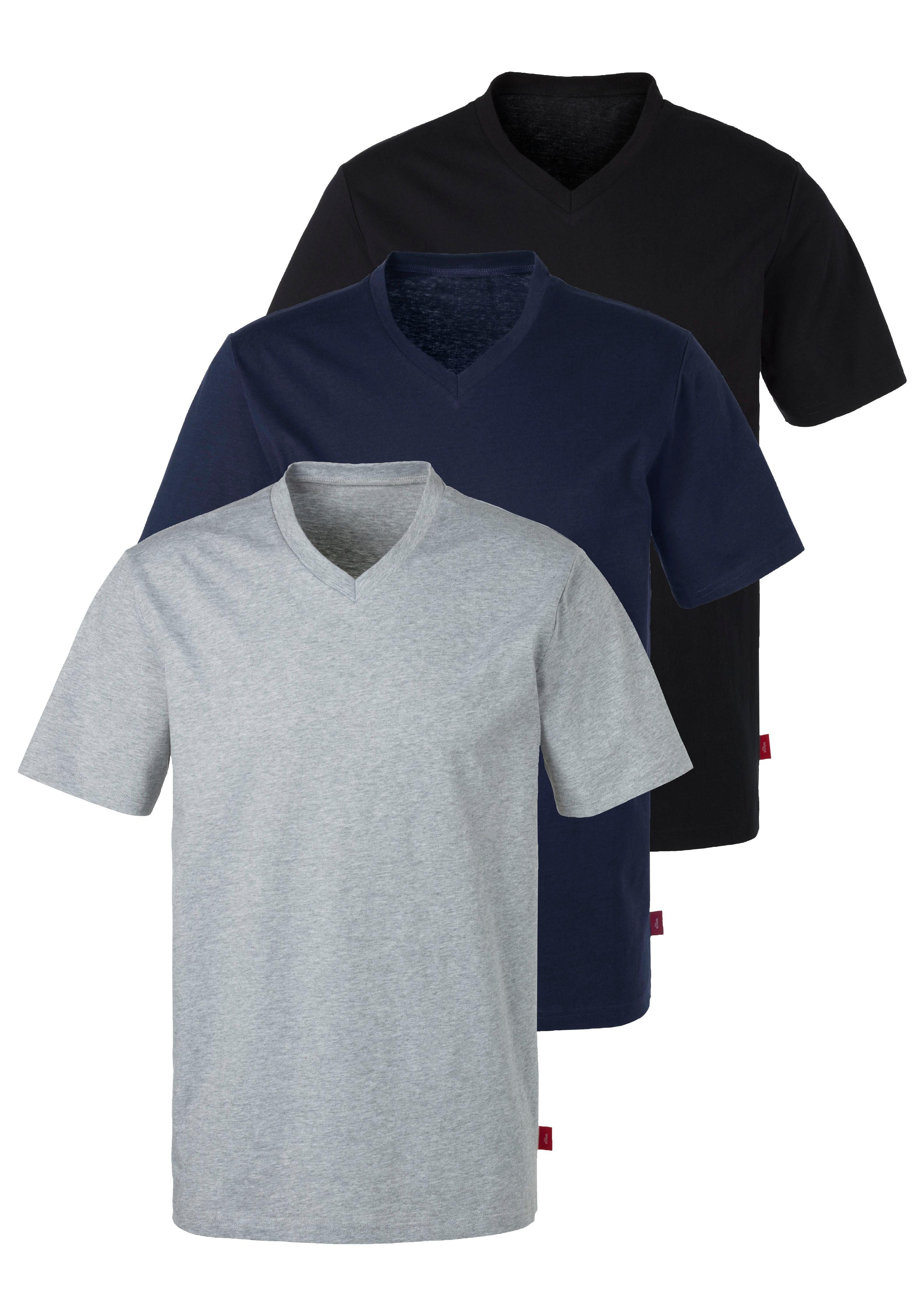 s.Oliver RED LABEL Beachwear T-shirt in uni (Set van 3)