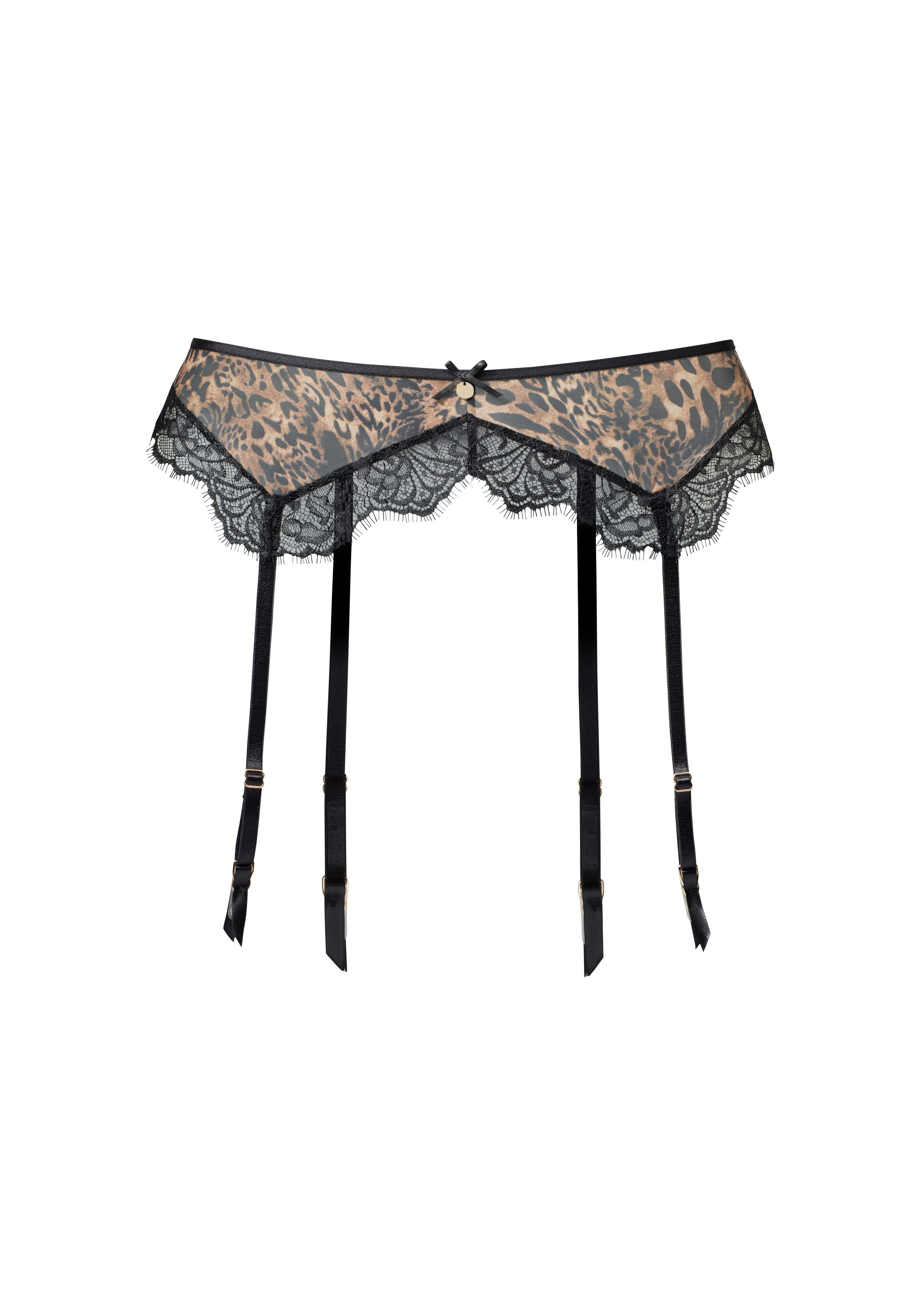 Lascana Jarretelgordeltje van leo-mesh met eyelash-kant, sexy lingerie, verleidelijk ondergoed