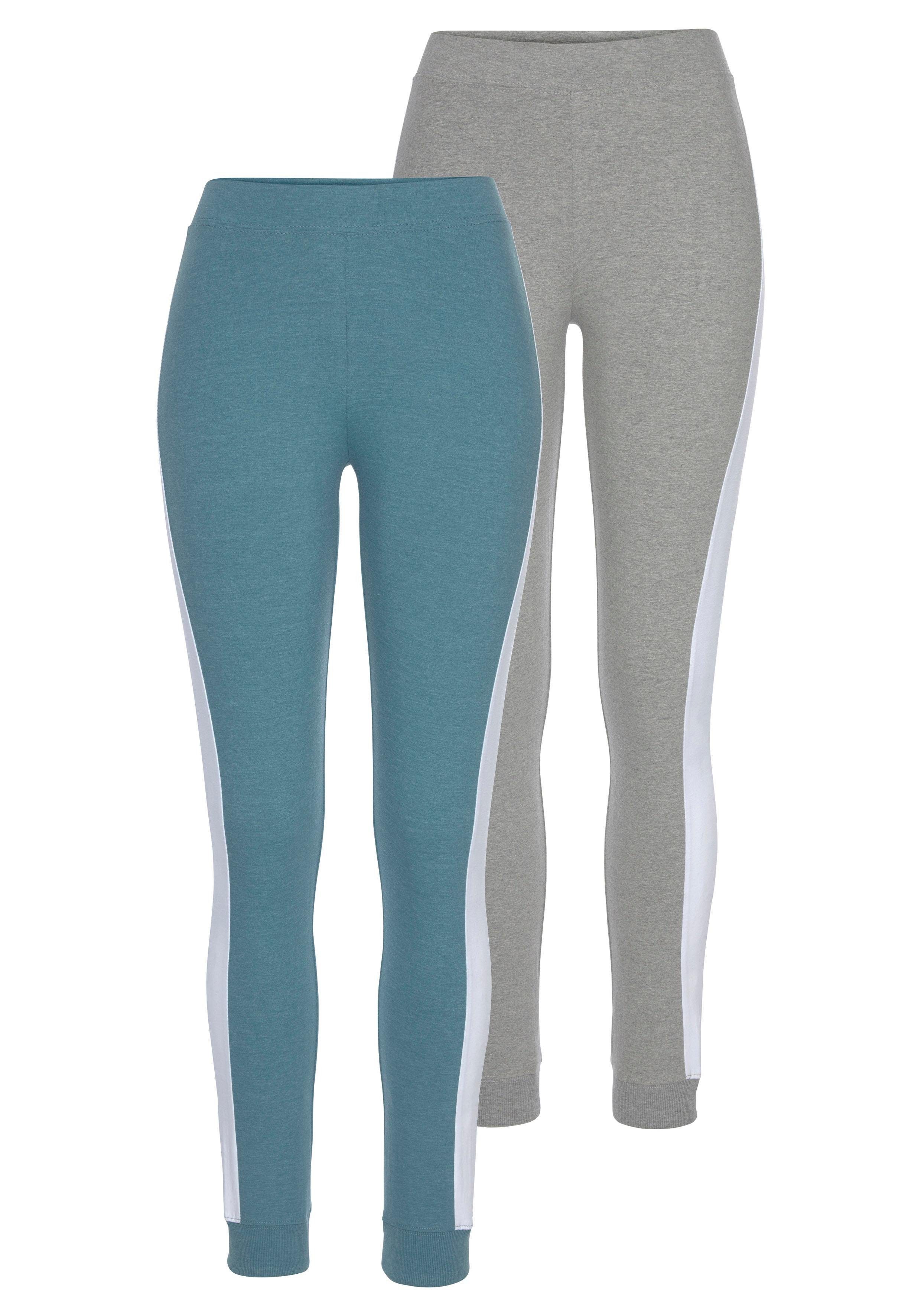 Arizona Legging met brede strepen (Set van 2) mix & match maat 36/38 blauw