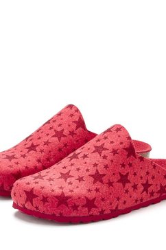 lascana pantoffels pantoffels van vilt met warm kurken voetbed en sterrenprint rood